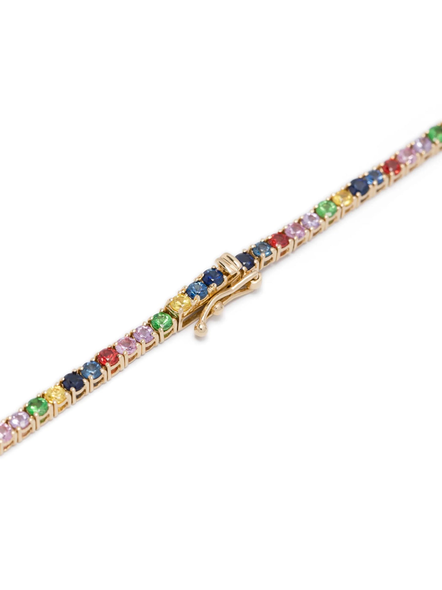 14kt yellow gold Graduated Rainbow sapphire tennis necklace