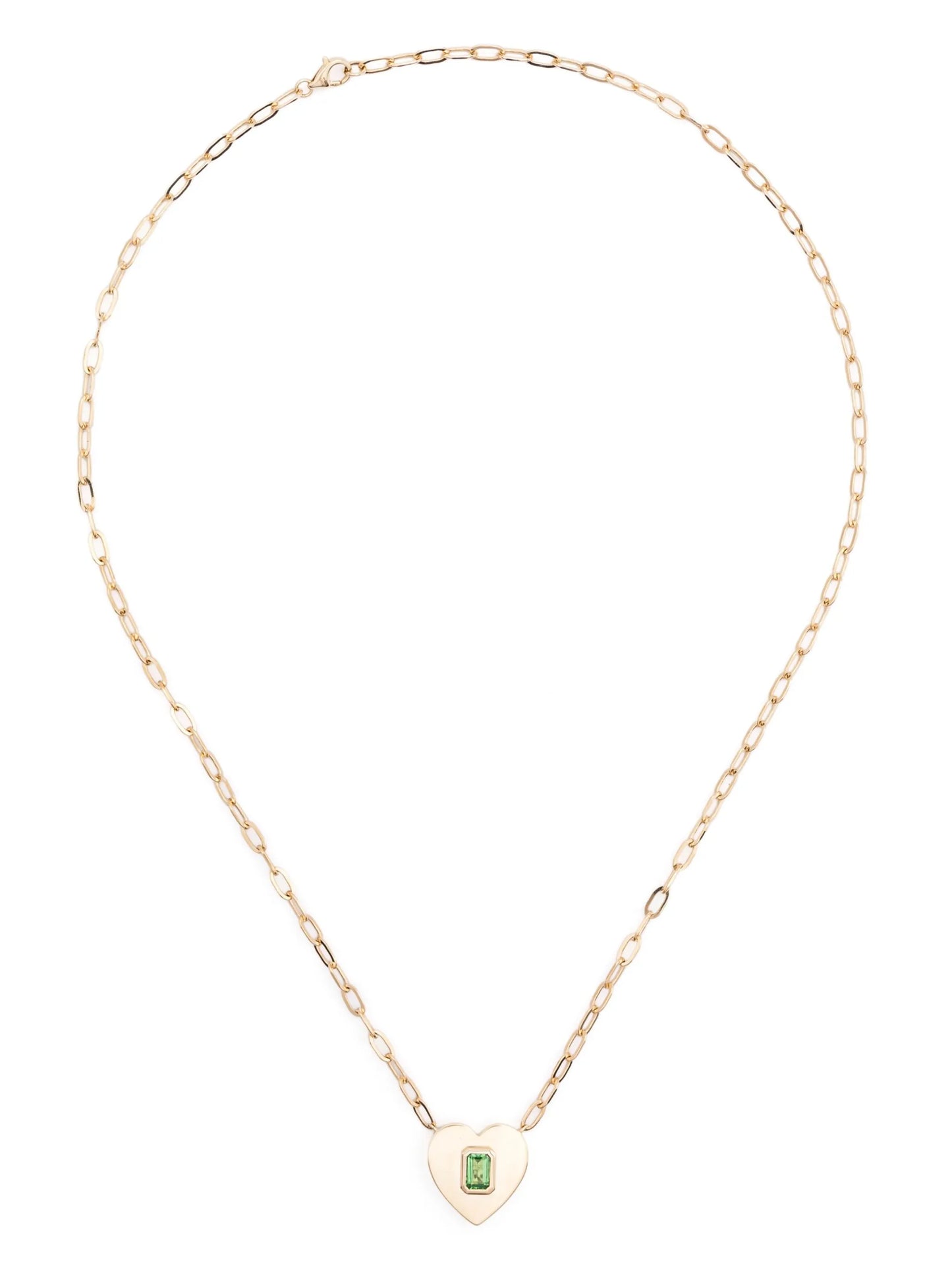 14kt yellow gold Heart green garnet necklace