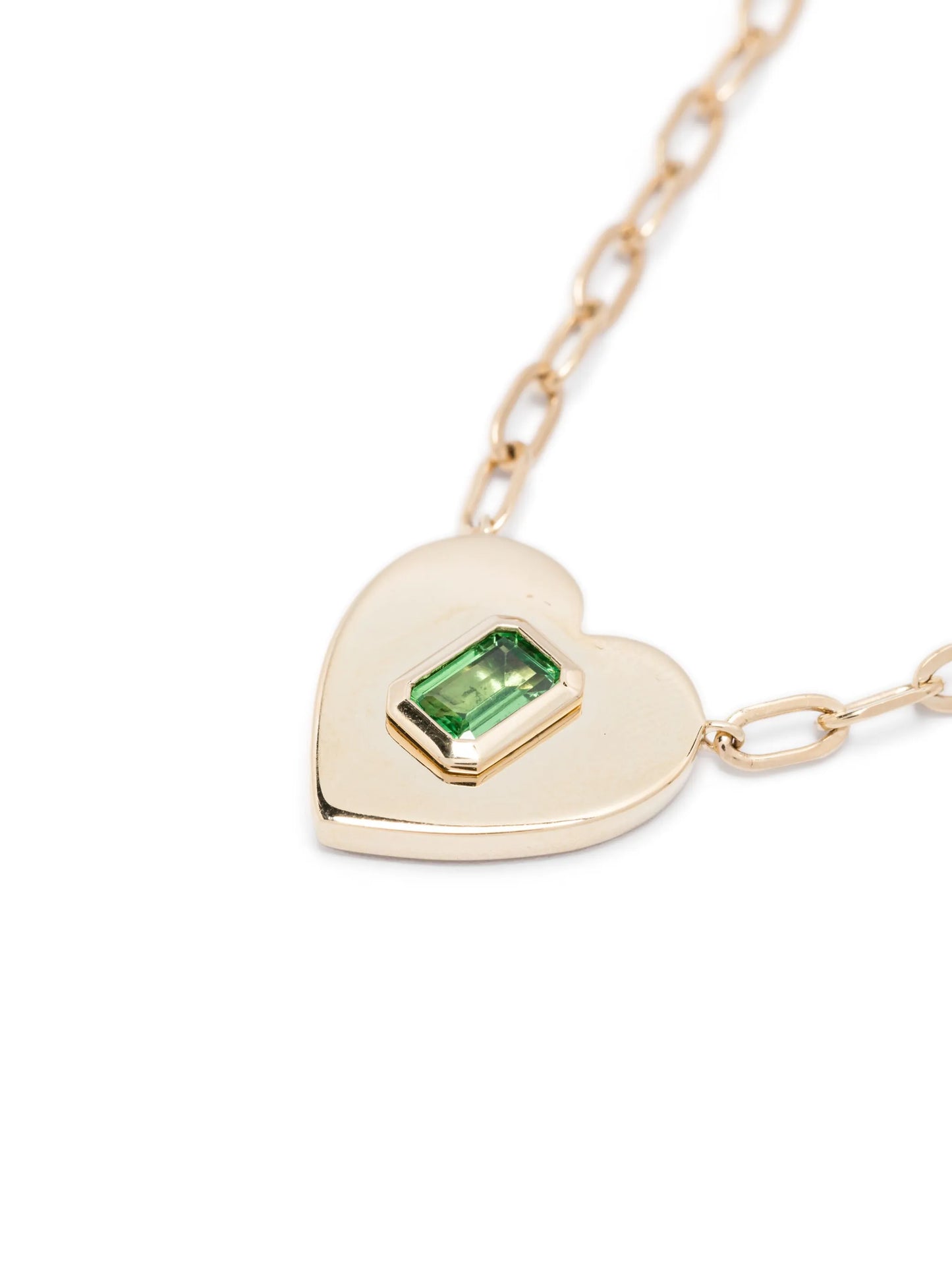 14kt yellow gold Heart green garnet necklace