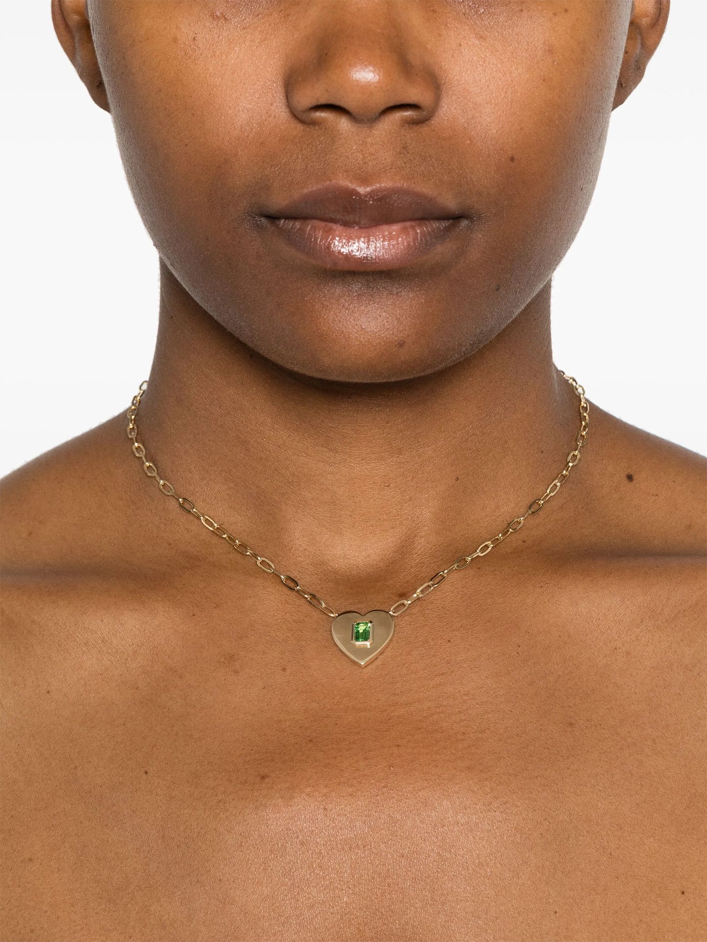14kt yellow gold Heart green garnet necklace