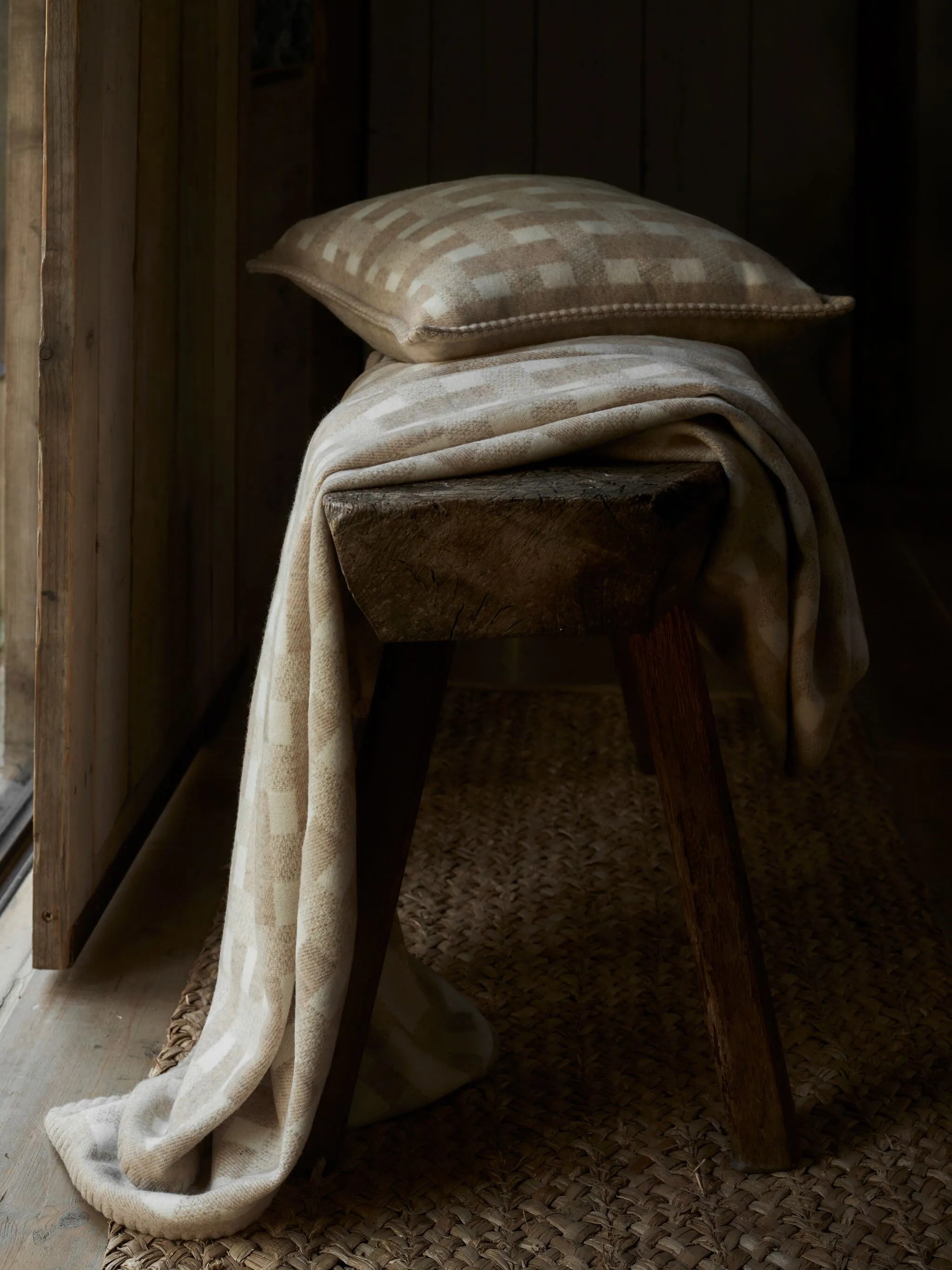 basketweave wool cushion