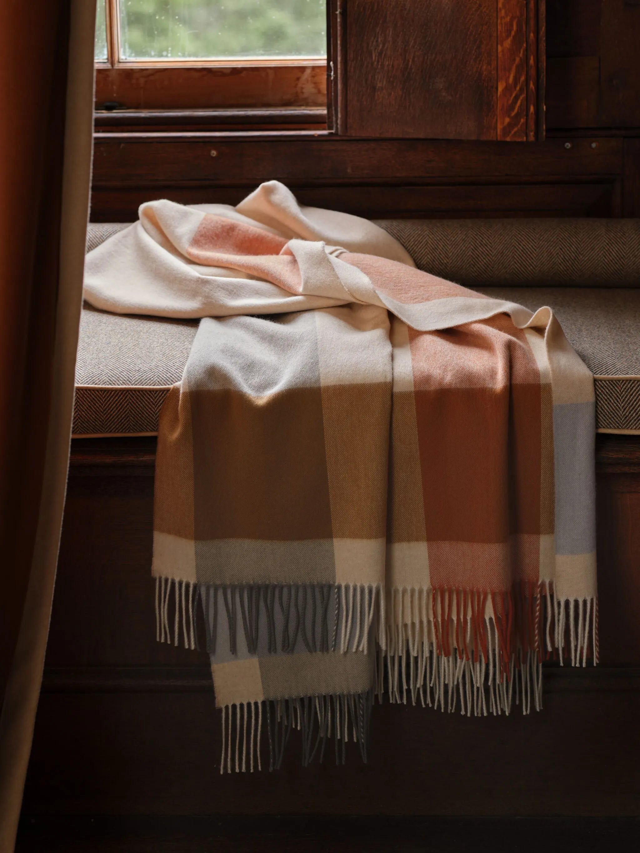 block-border wool throw