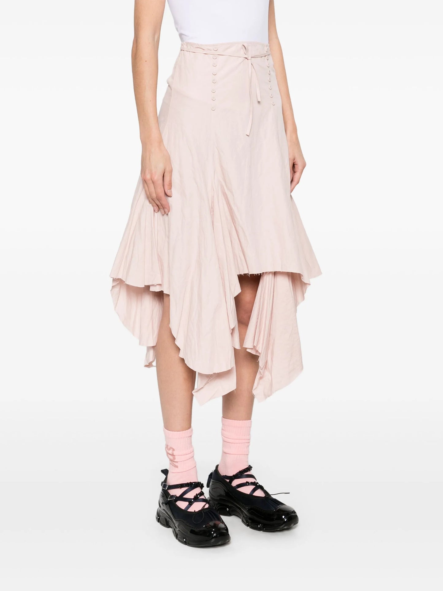 flounce midi skirt