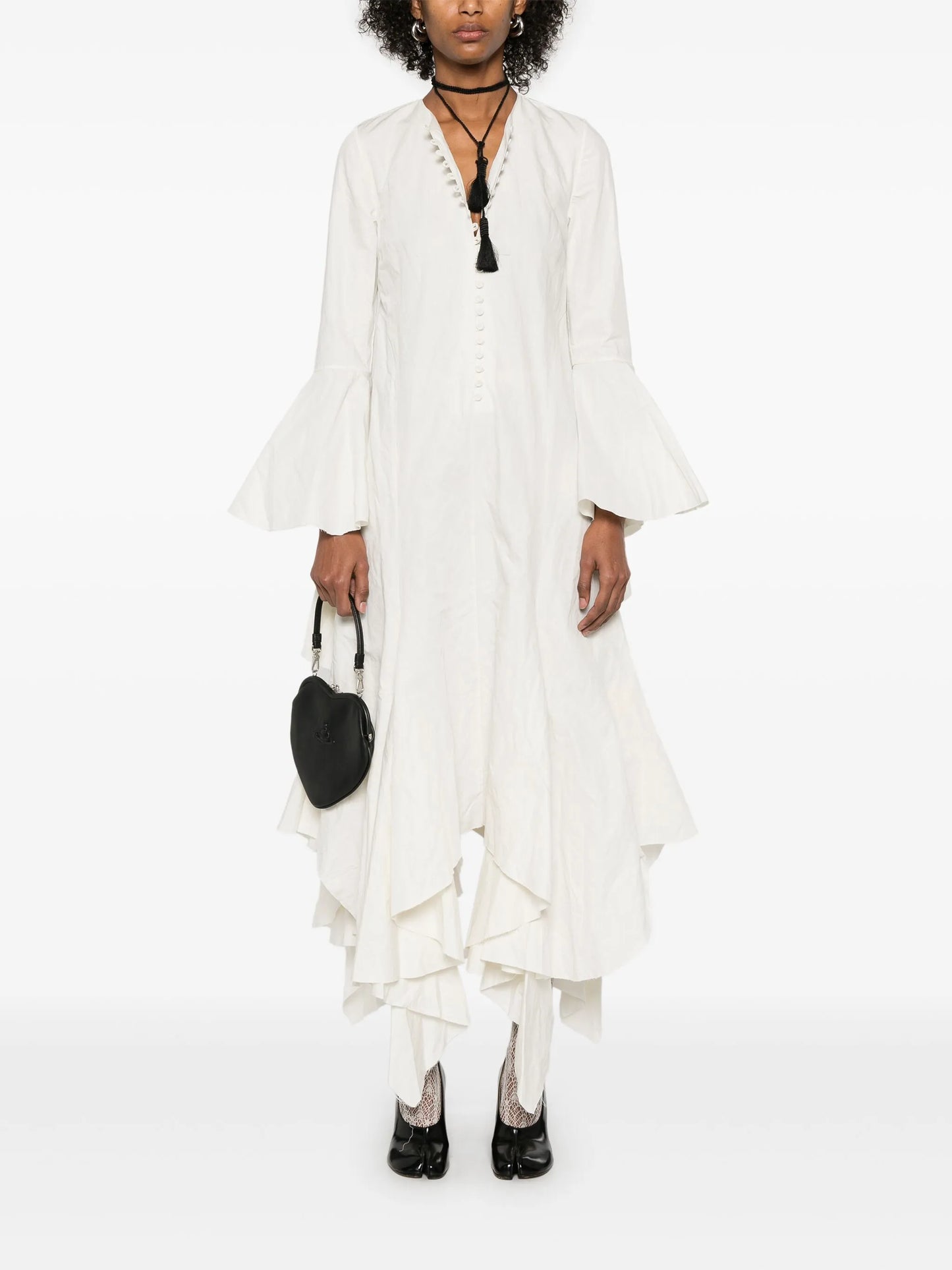 wrinkled handkerchief maxi dress