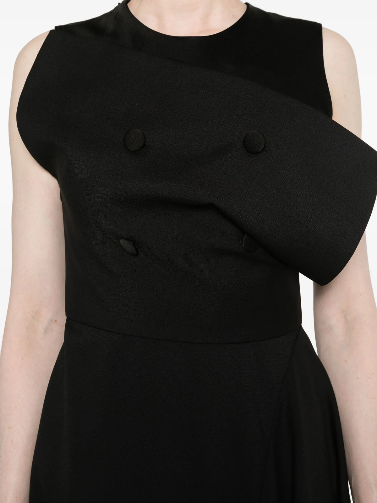 asymmetric dress in wool and mohair with plaston