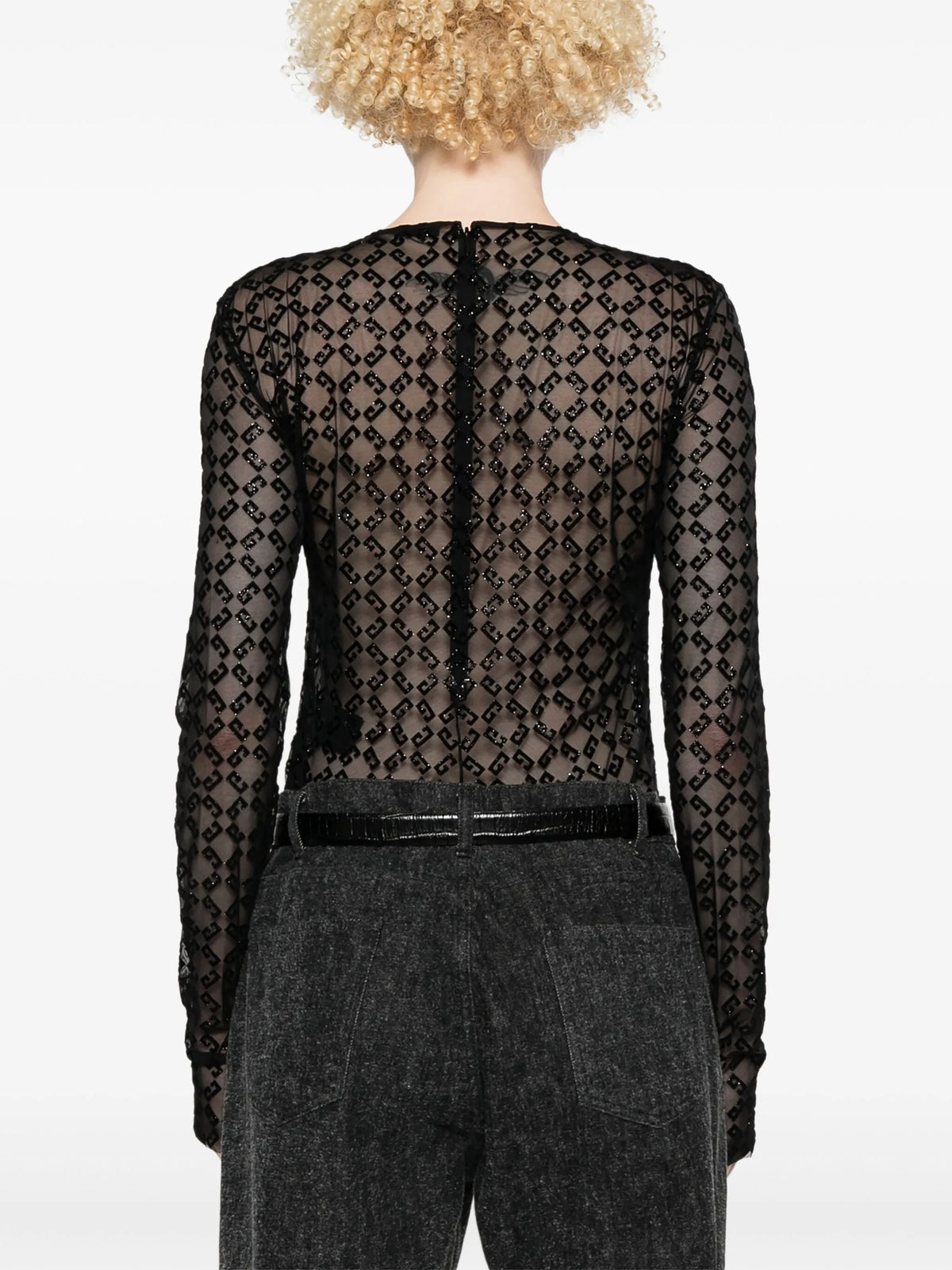 Bodysuit in shiny monogram 72 tulle