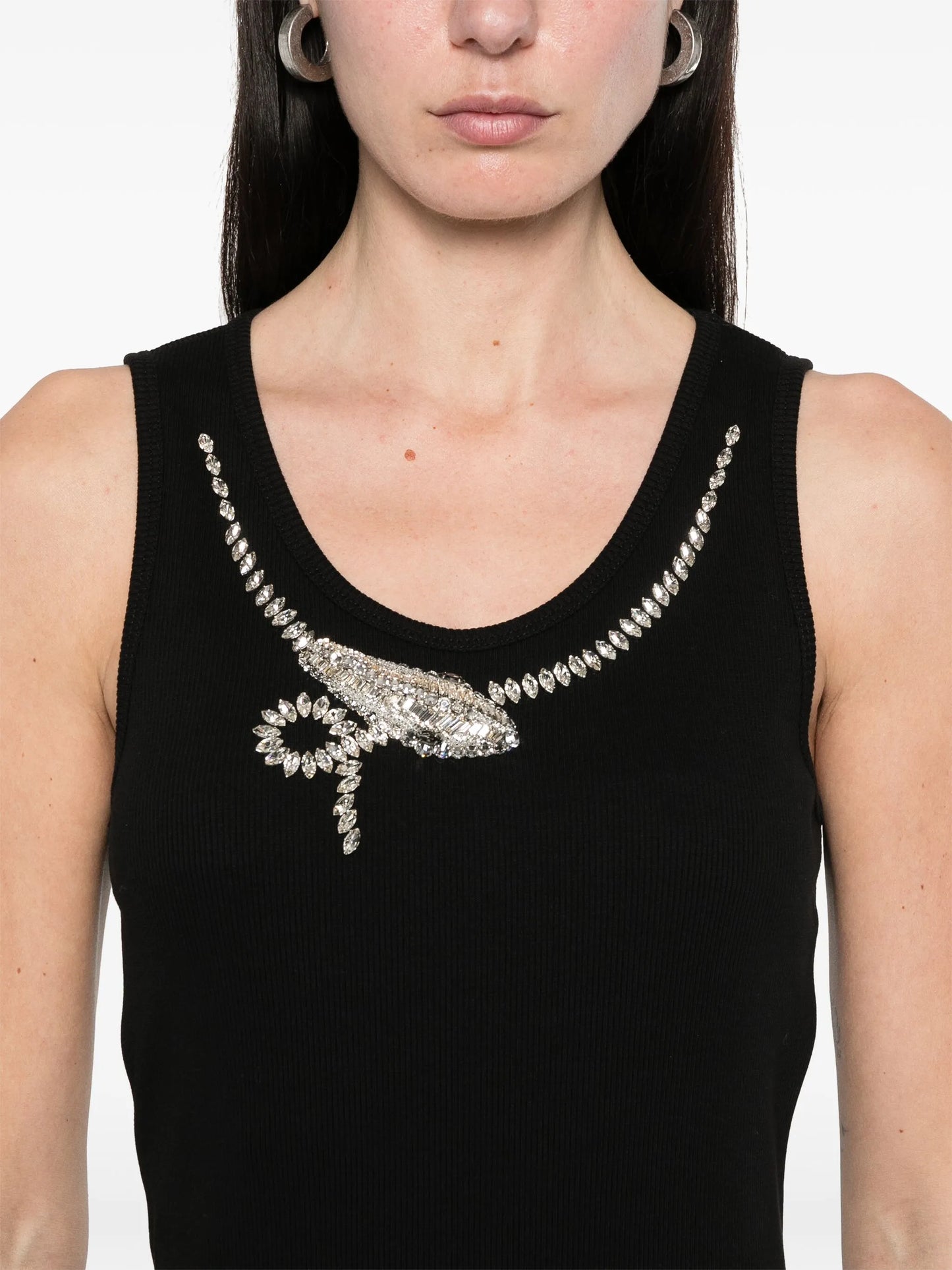 Dress in jersey with crystals snake embroideries