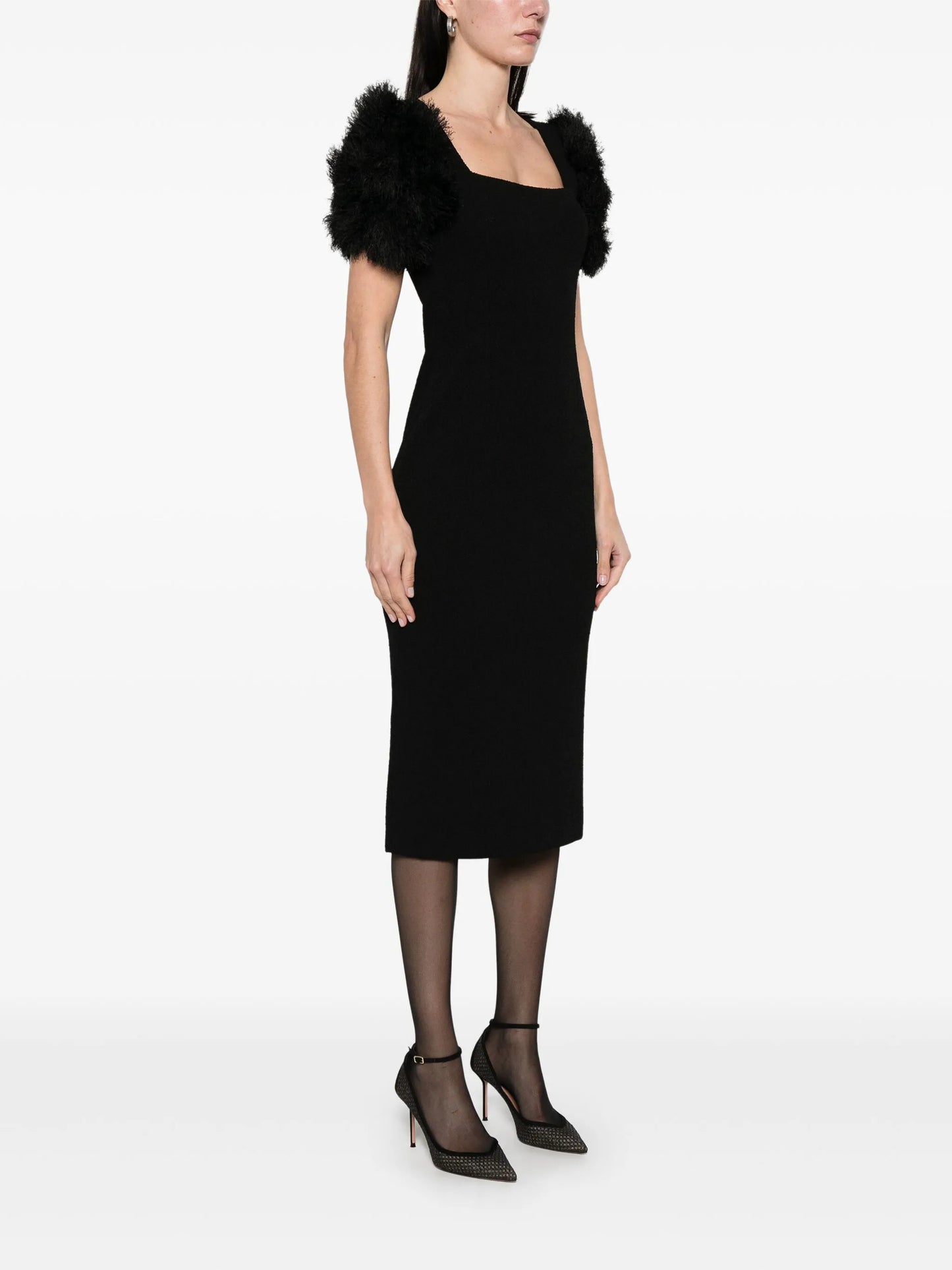 pompom-detail midi dress
