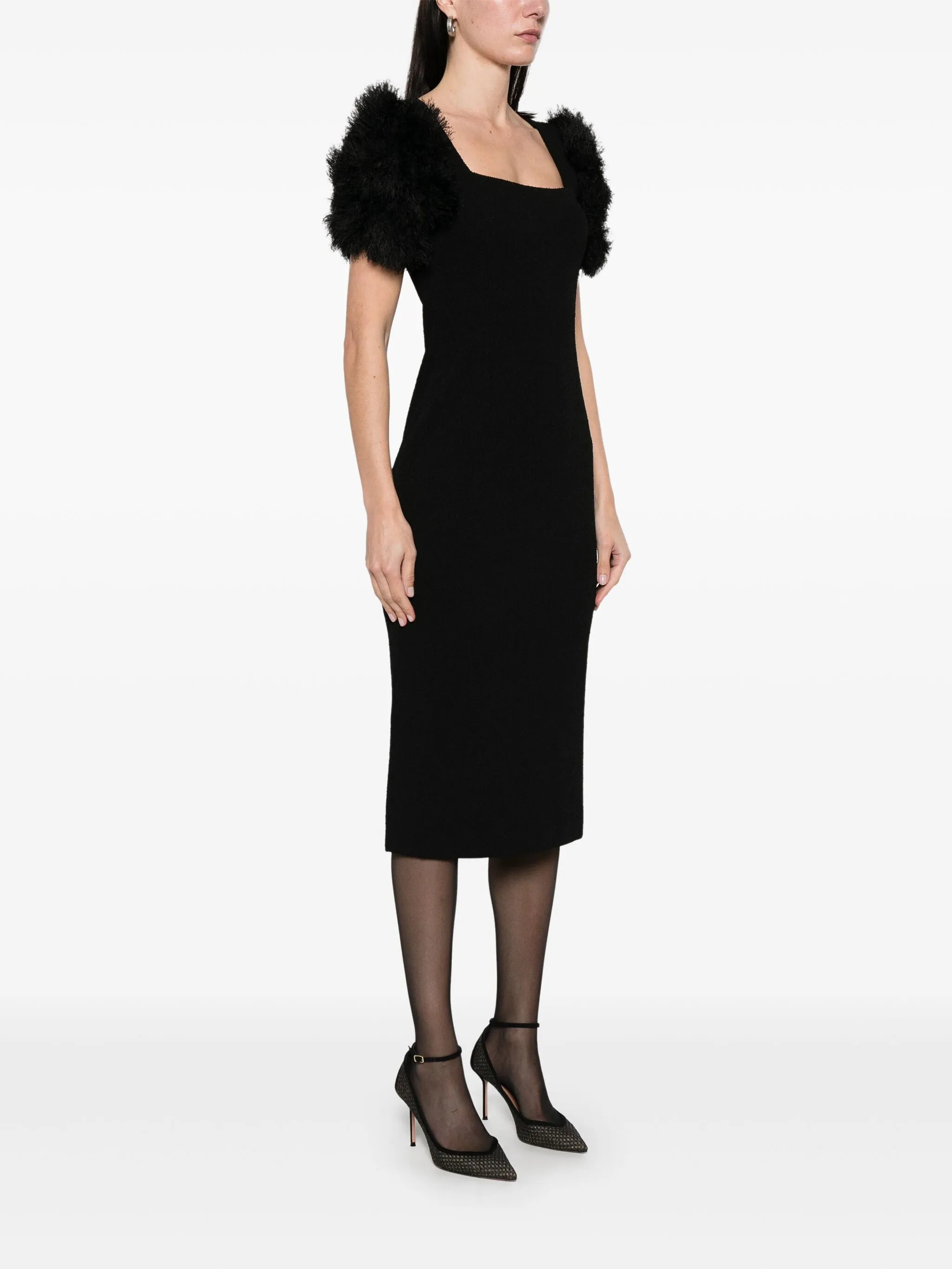 pompom-detail midi dress