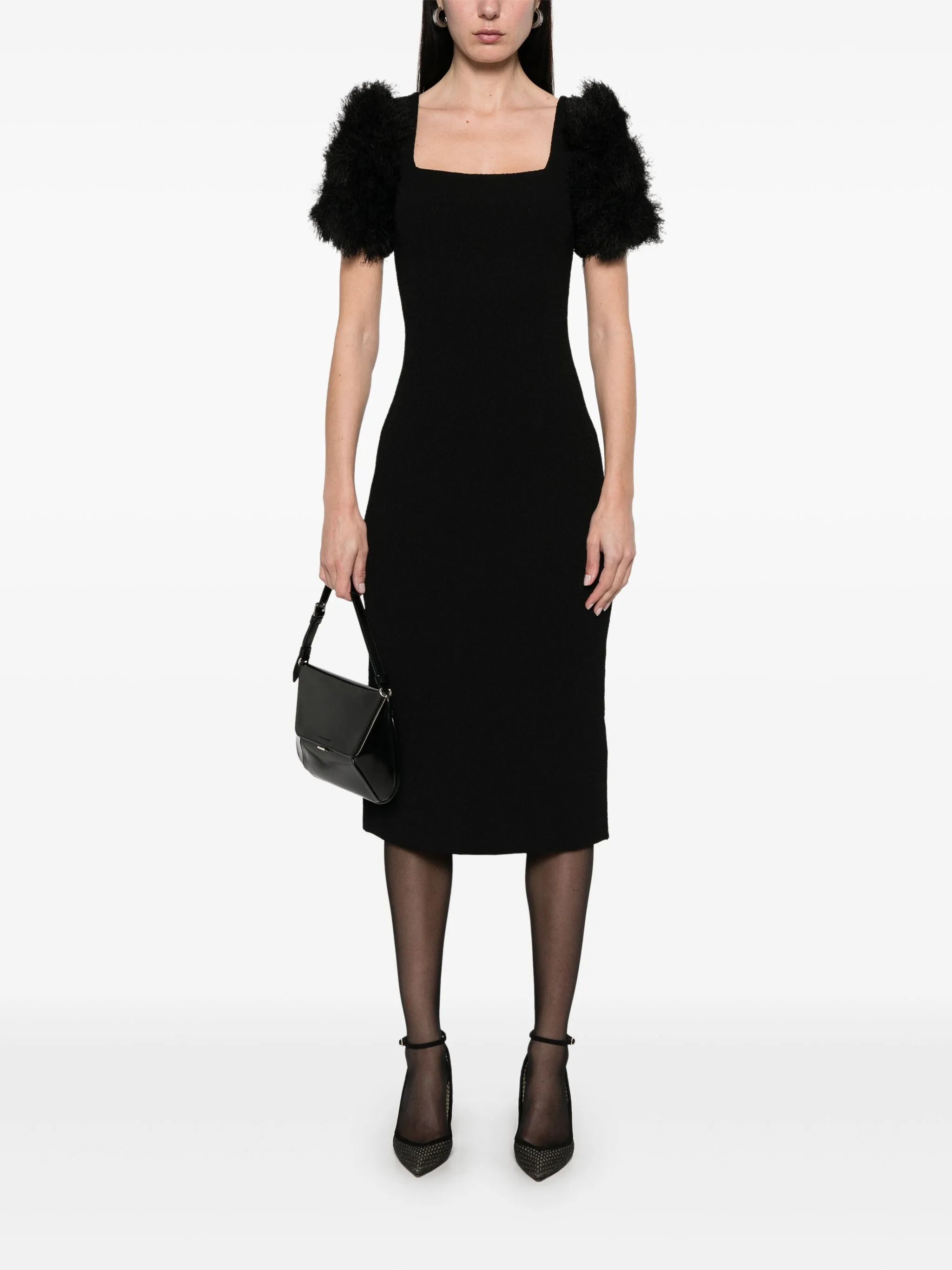 pompom-detail midi dress