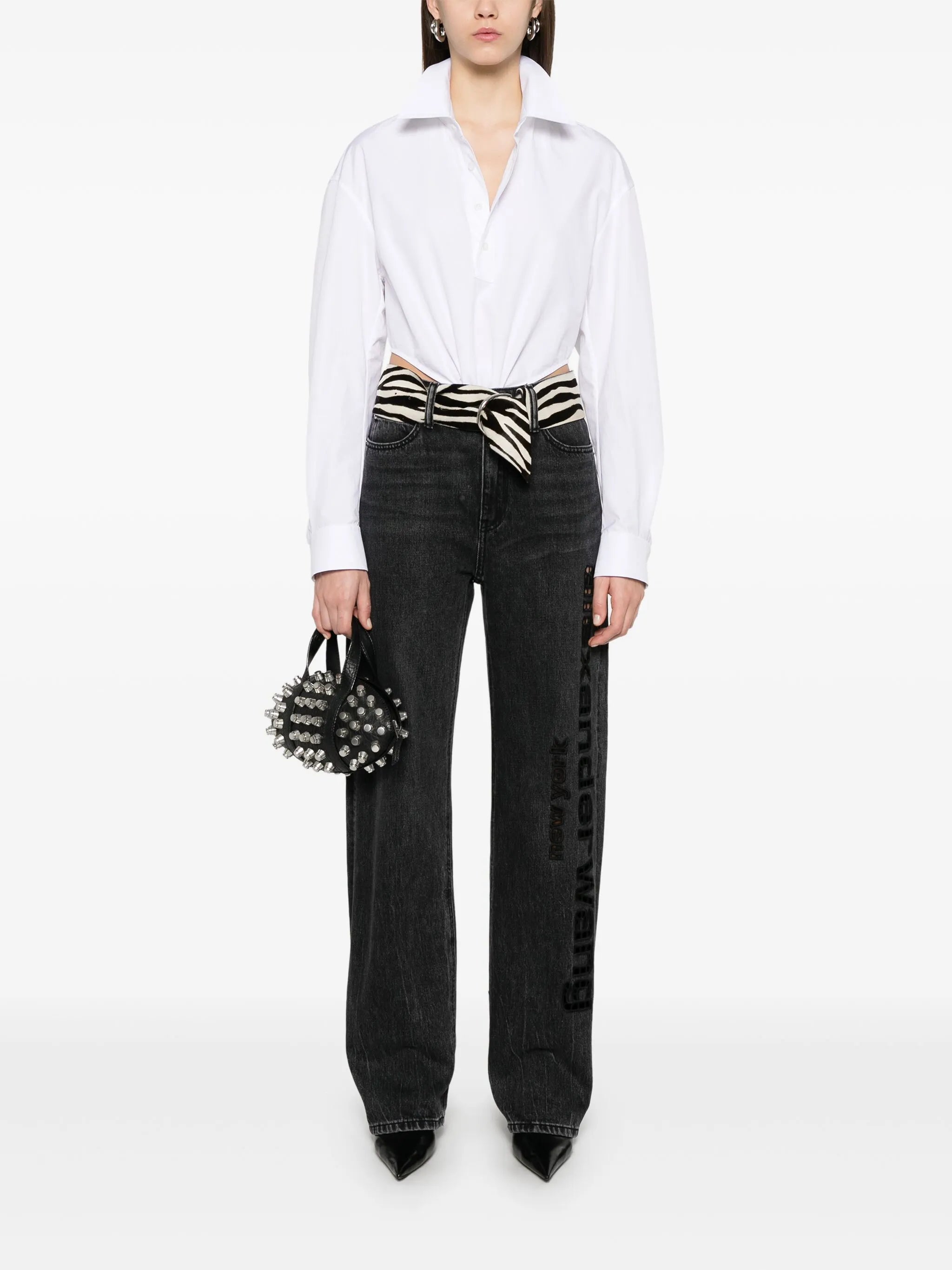 cut out-logo jeans