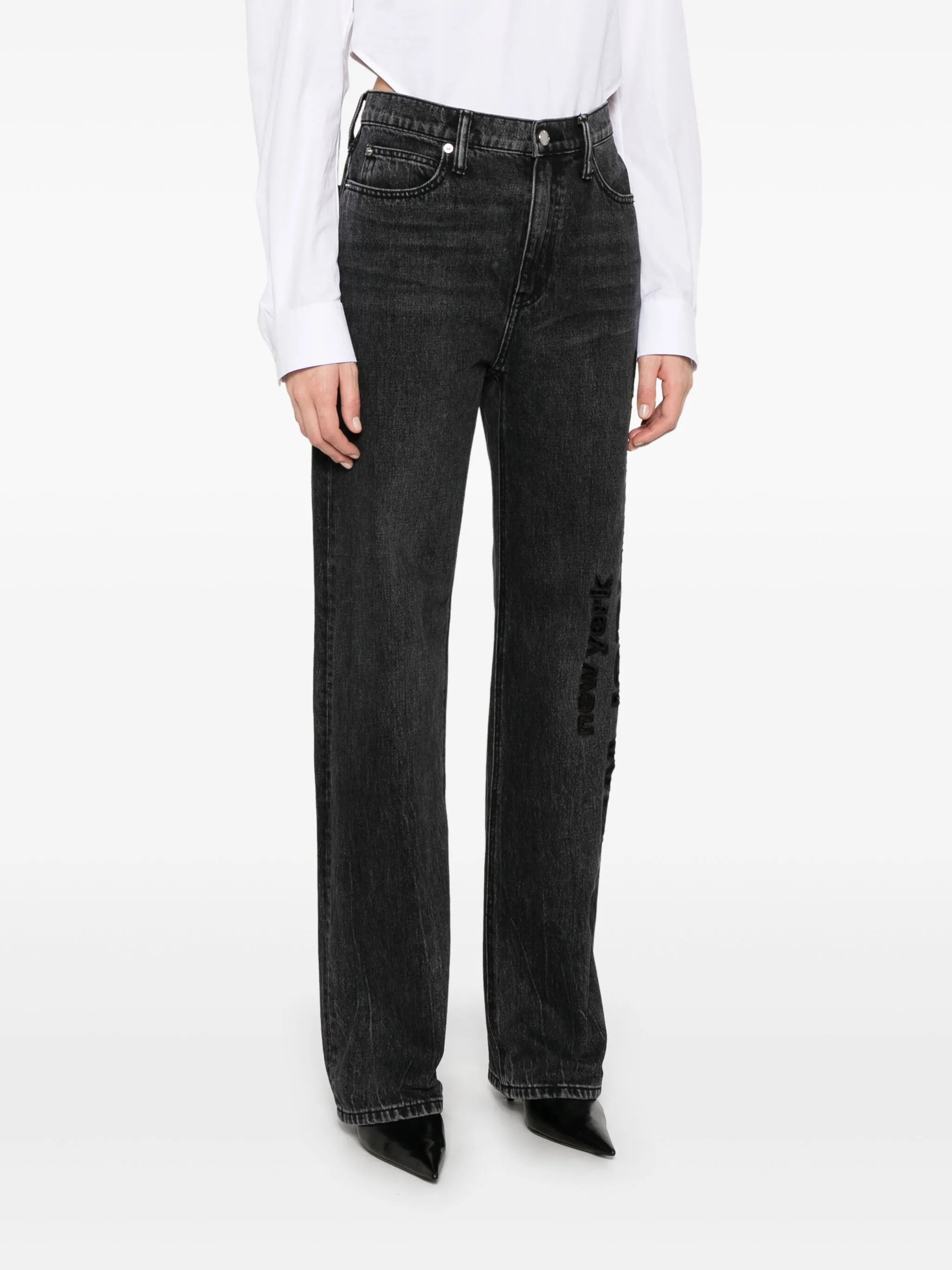 cut out-logo jeans