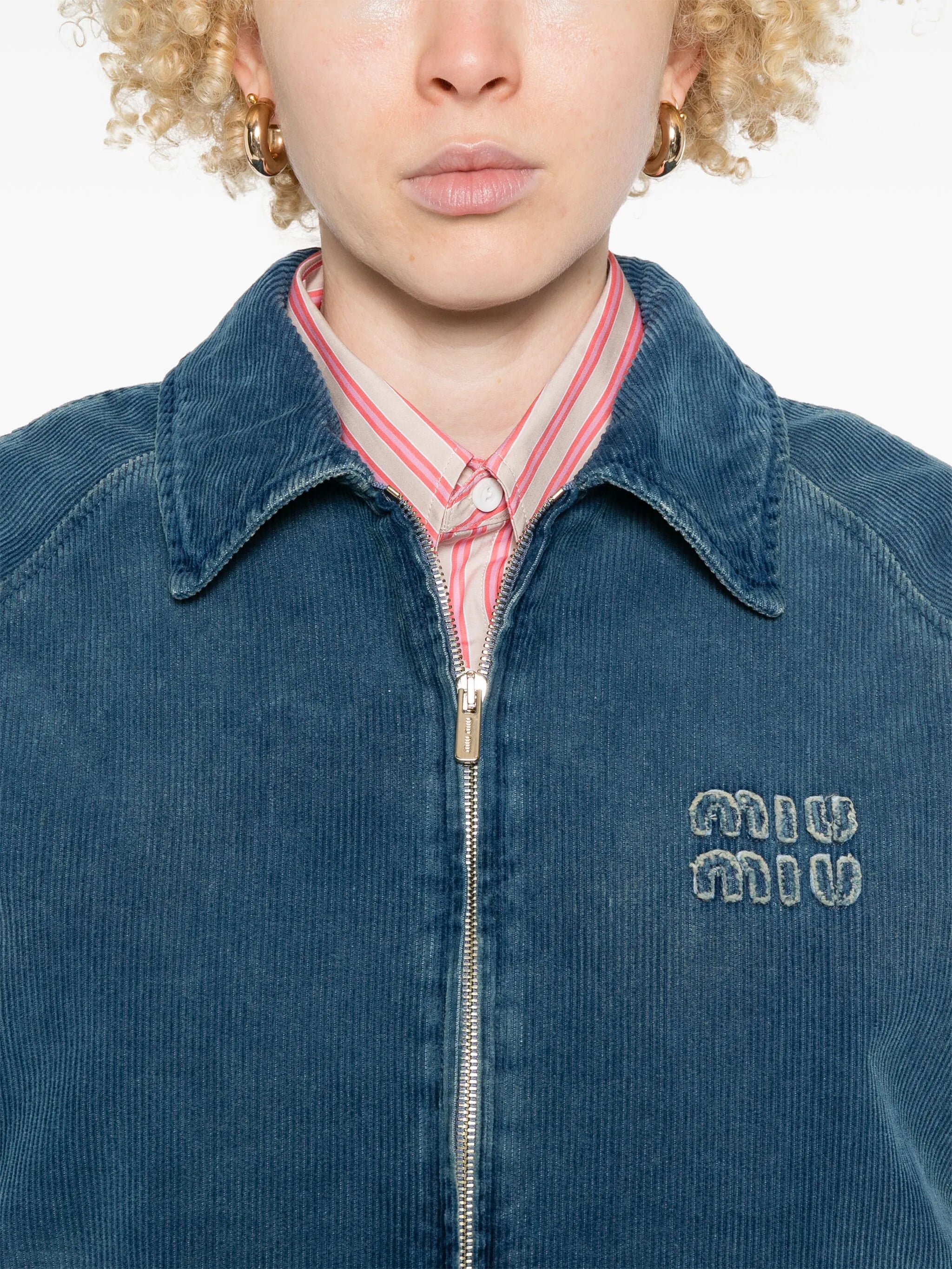 logo-appliqué corduroy bomber jacket