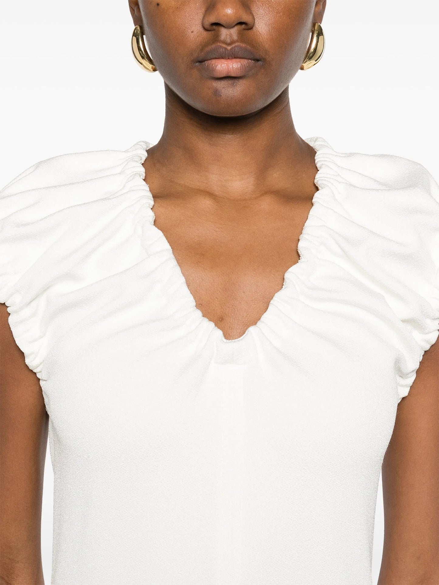 gathered midi dress