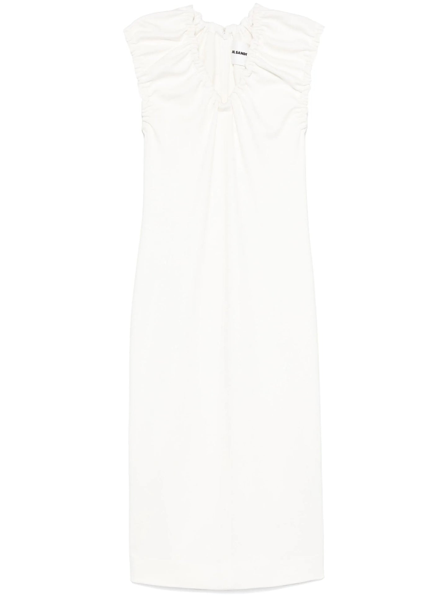 gathered midi dress