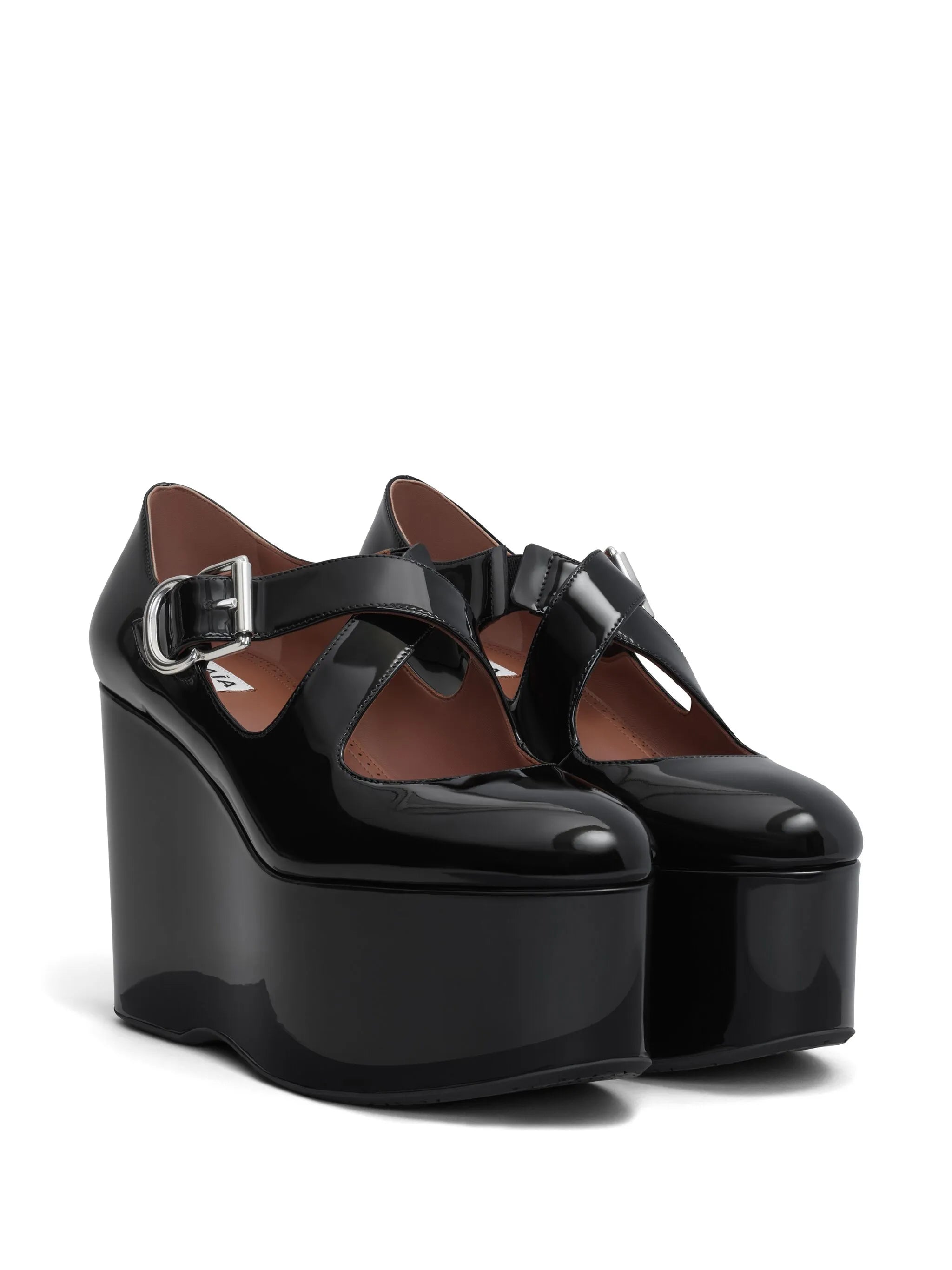 110mm wedges leather pumps