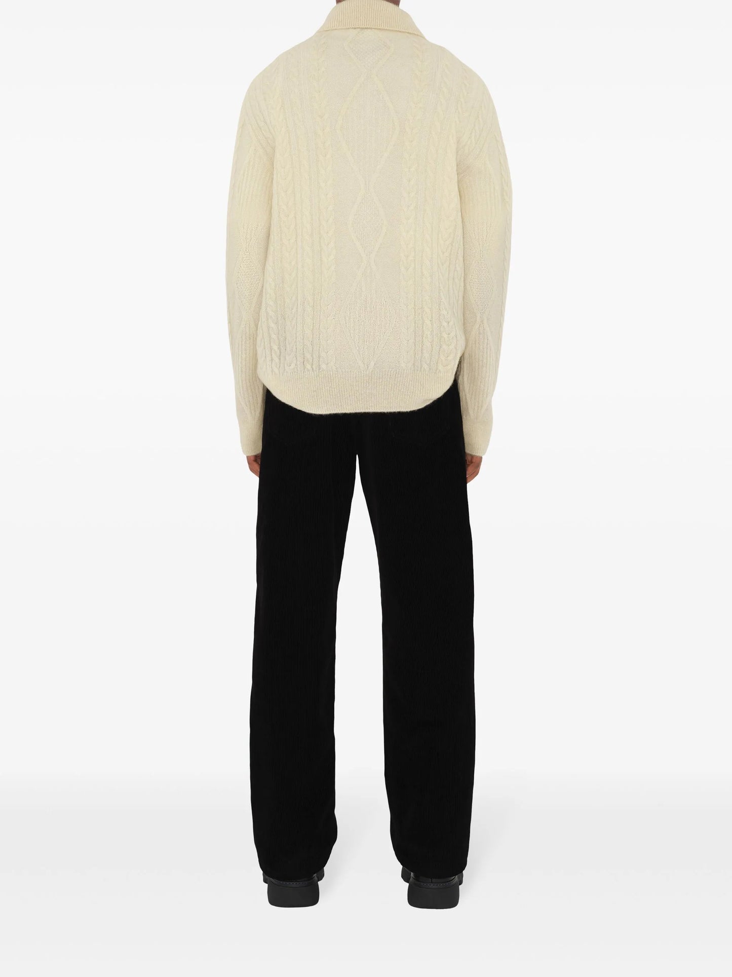 Aran-knit polo shirt