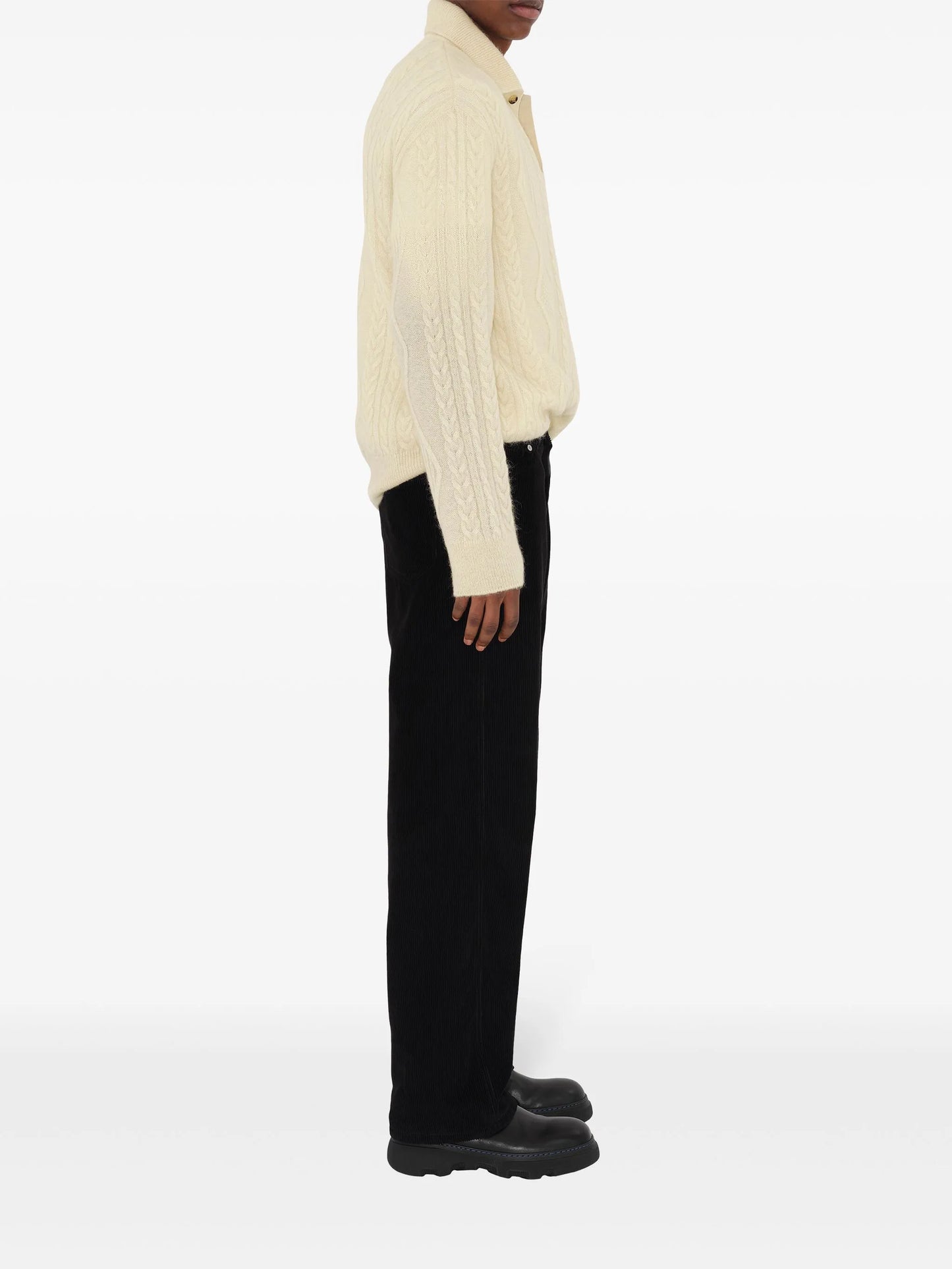 Aran-knit polo shirt