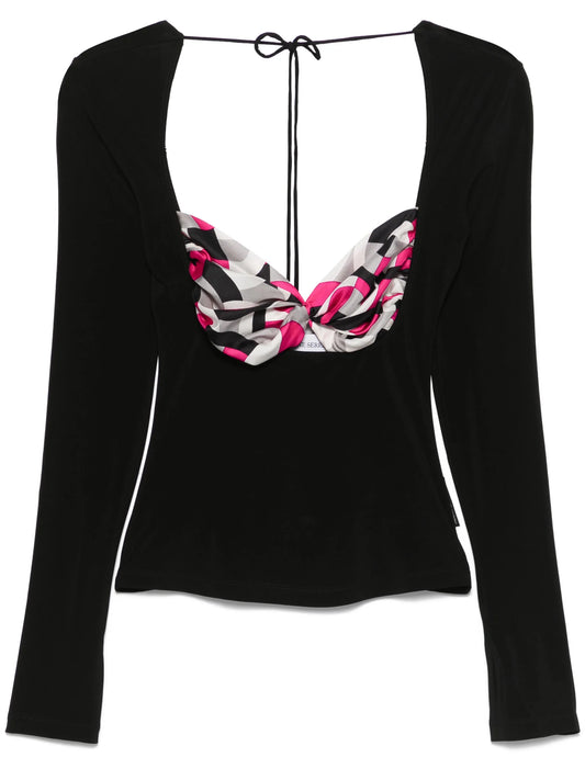 scarf-detailing blouse