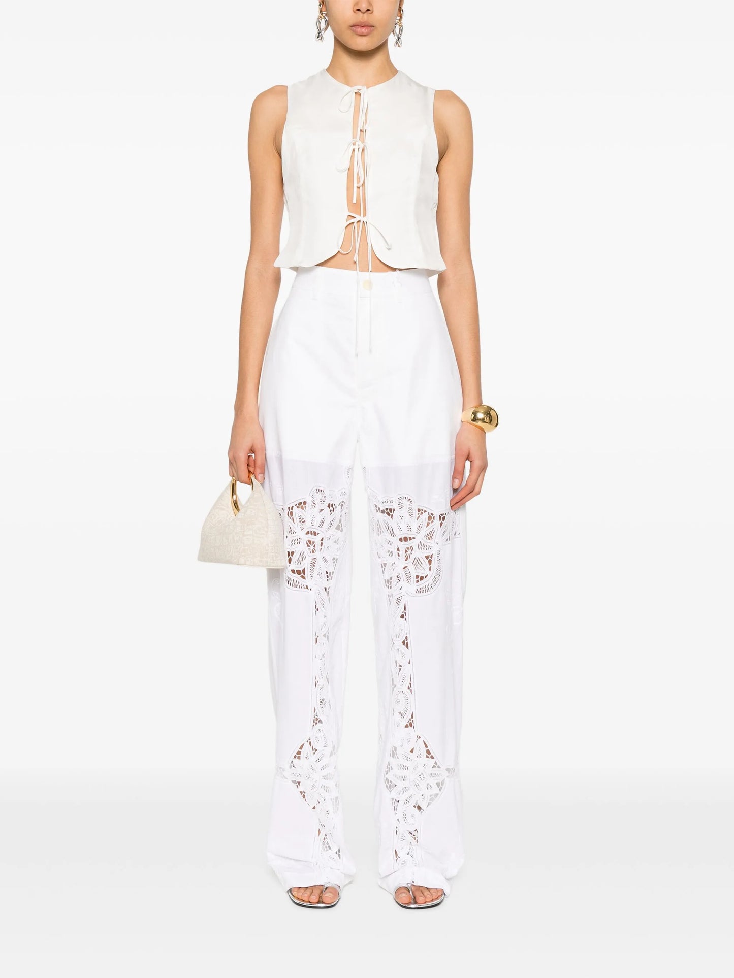 lace-panel trousers