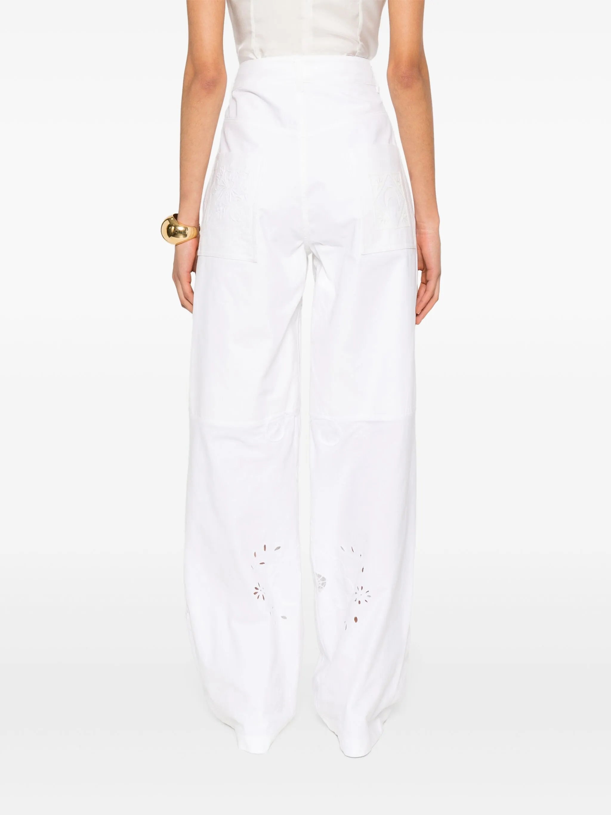 lace-panel trousers
