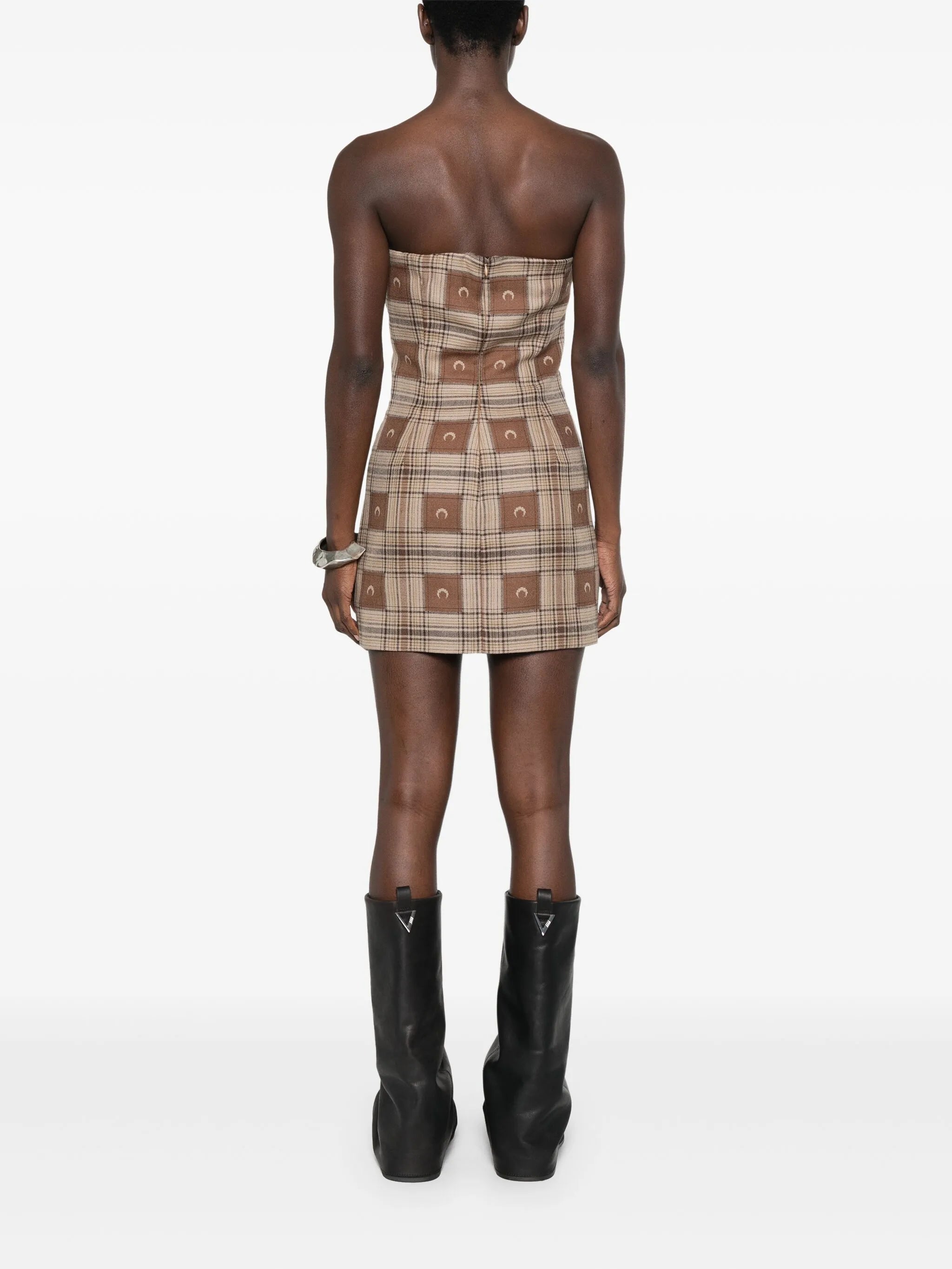 moon check-jacquard mini dress