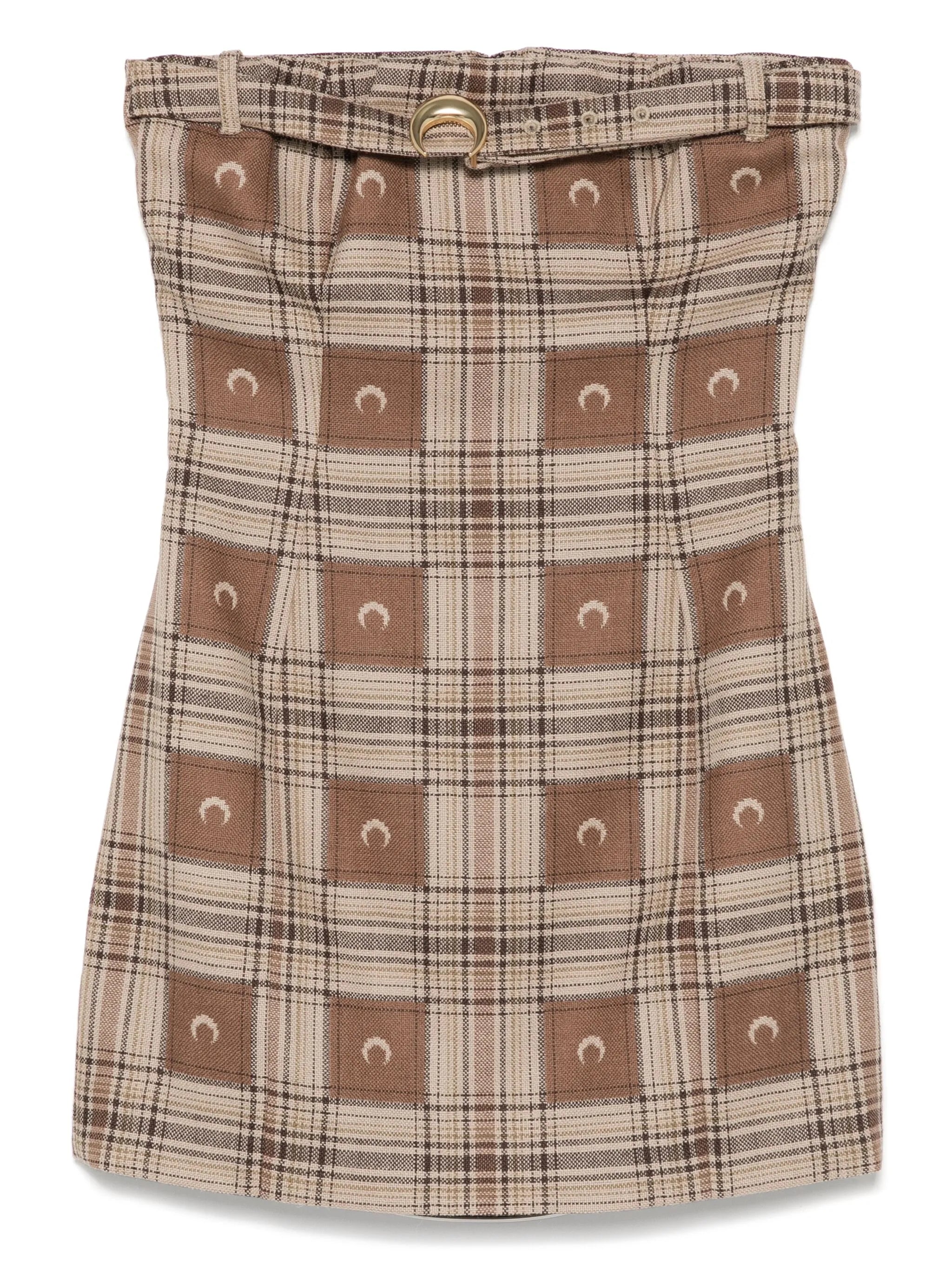 moon check-jacquard mini dress