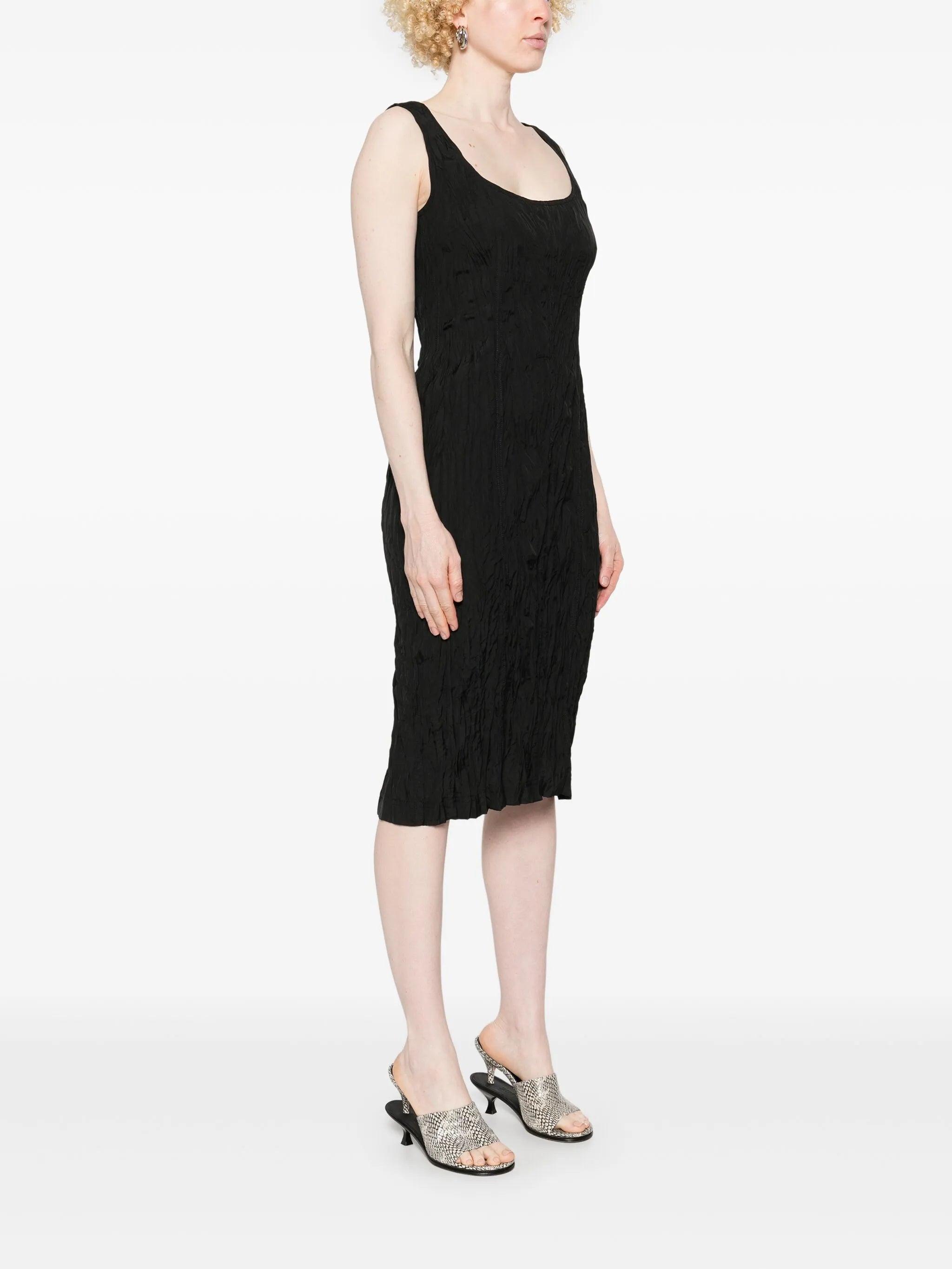 crinkled midi dress