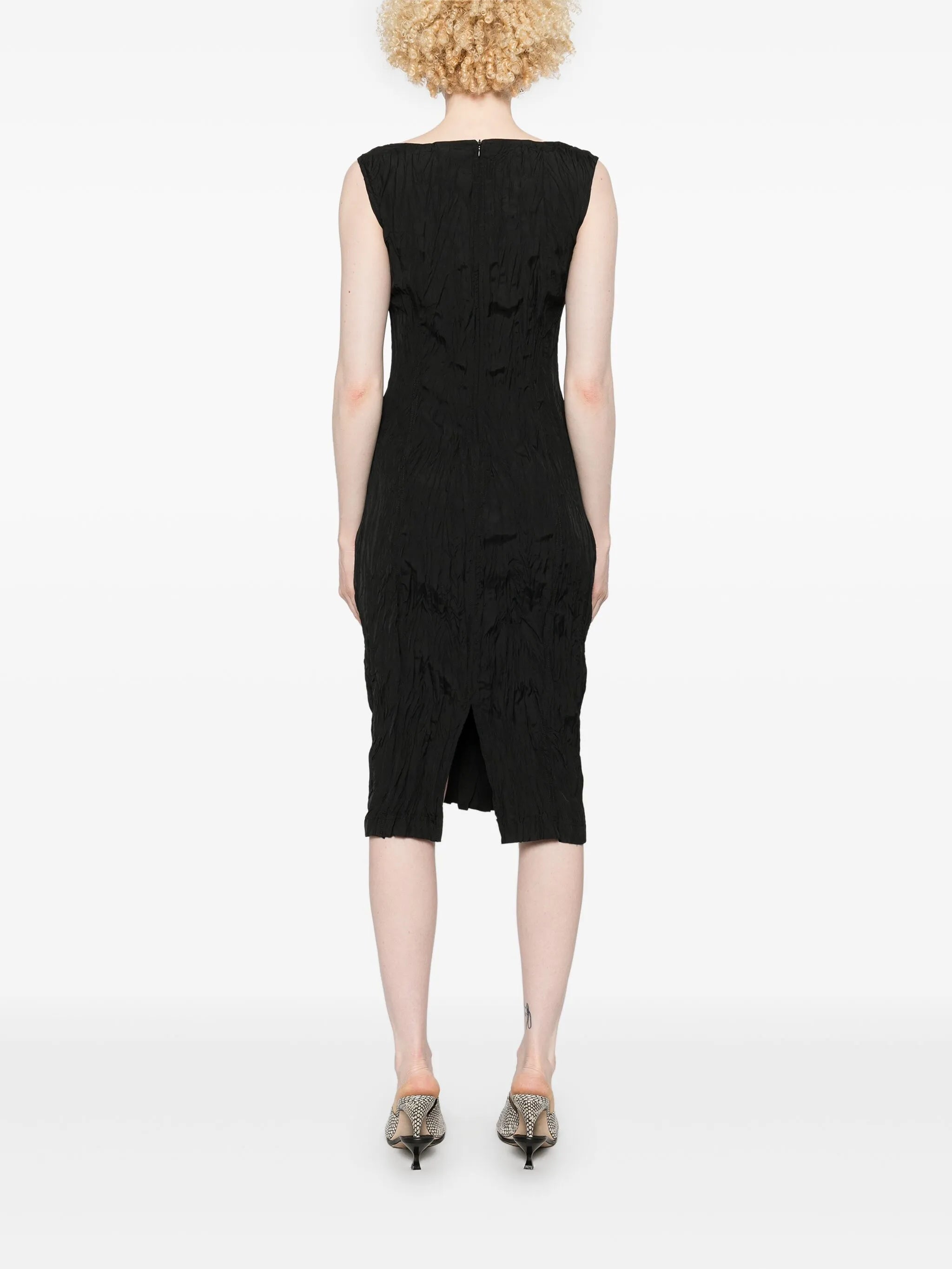 crinkled midi dress