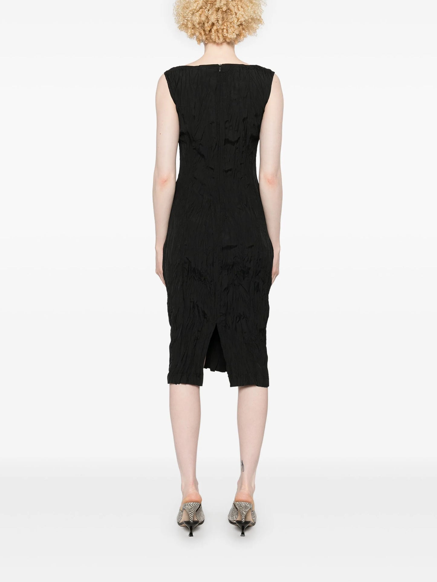 crinkled midi dress