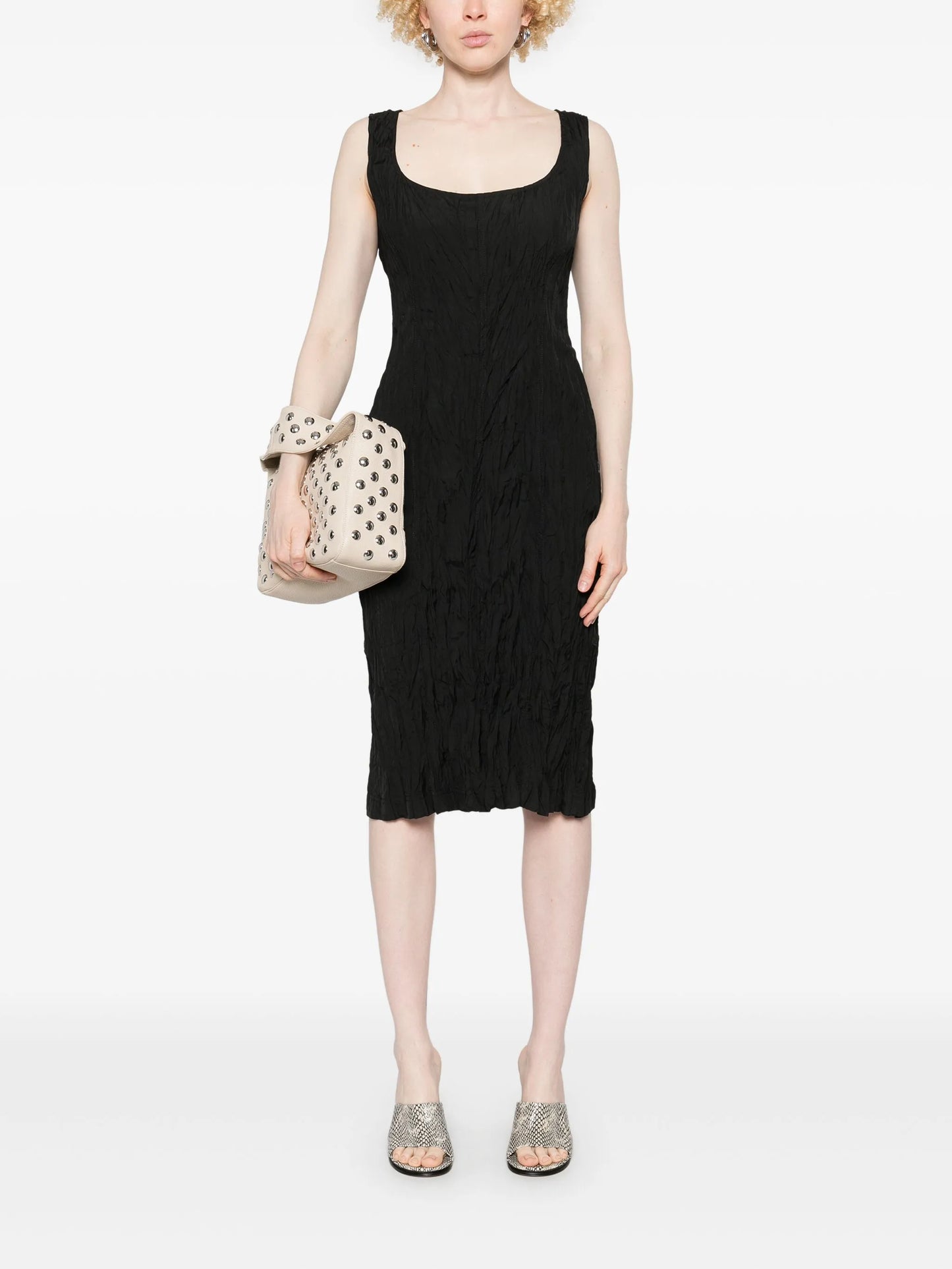 crinkled midi dress