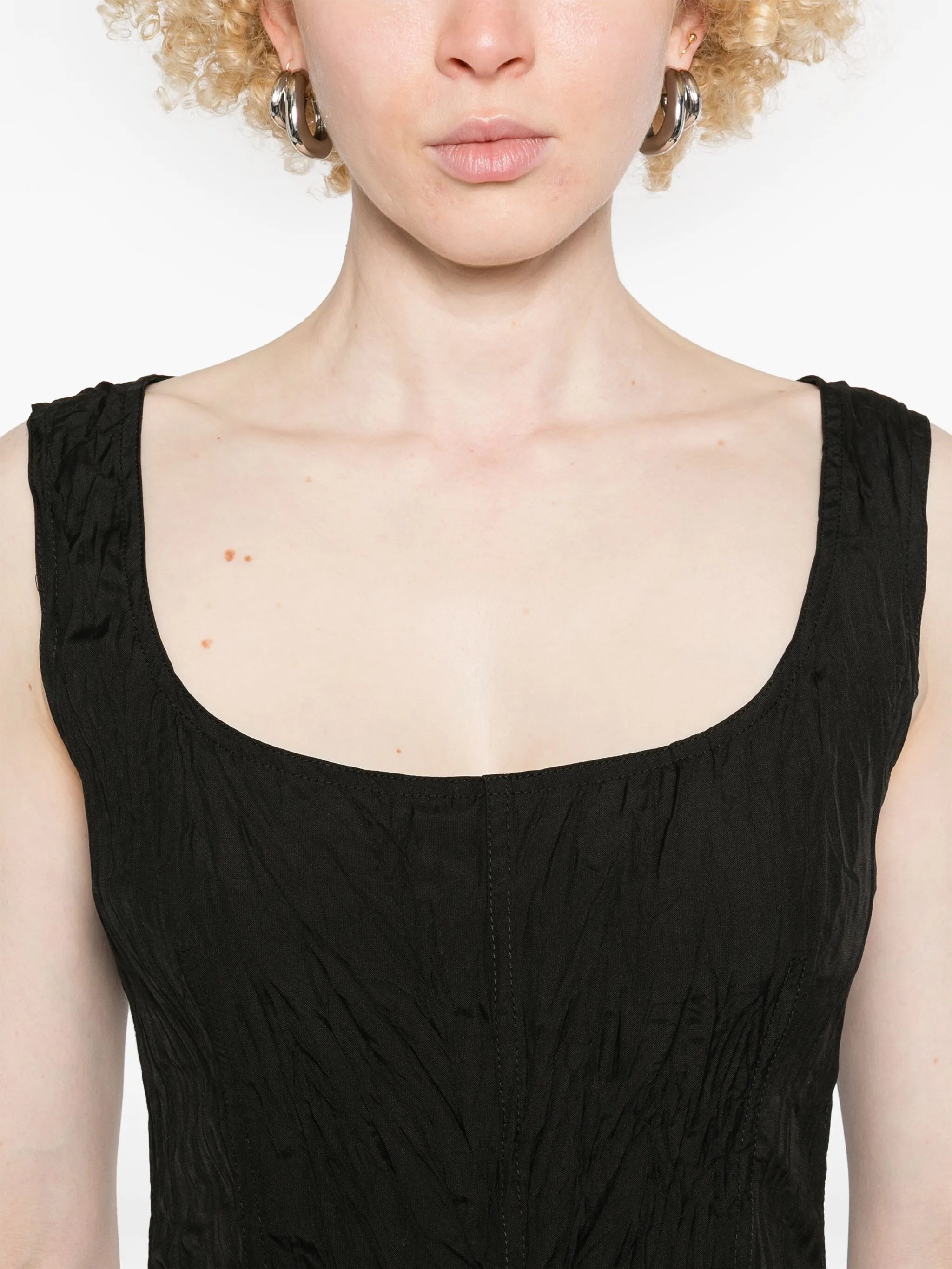 crinkled midi dress