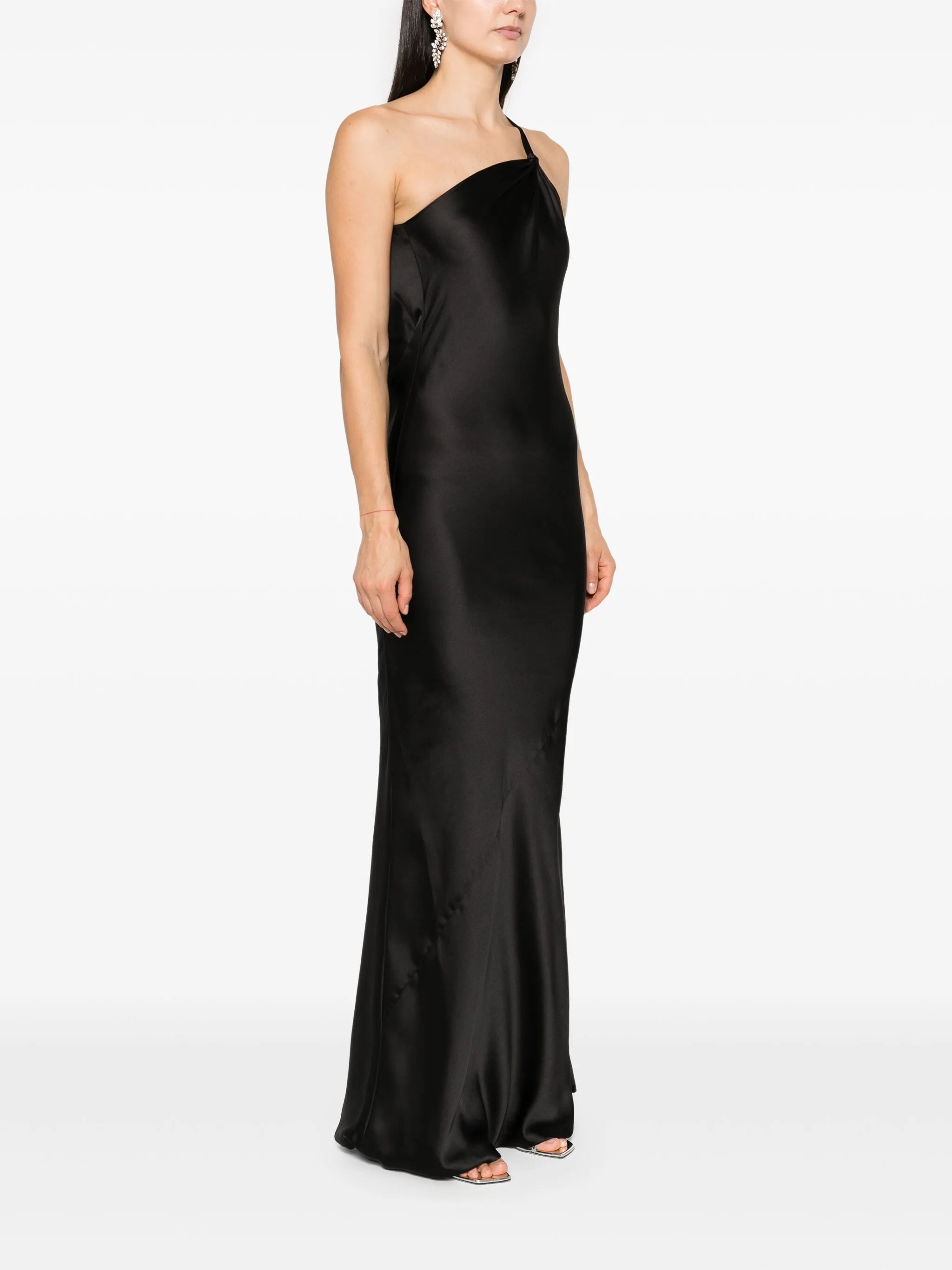 bias-cut one-shoulder gown