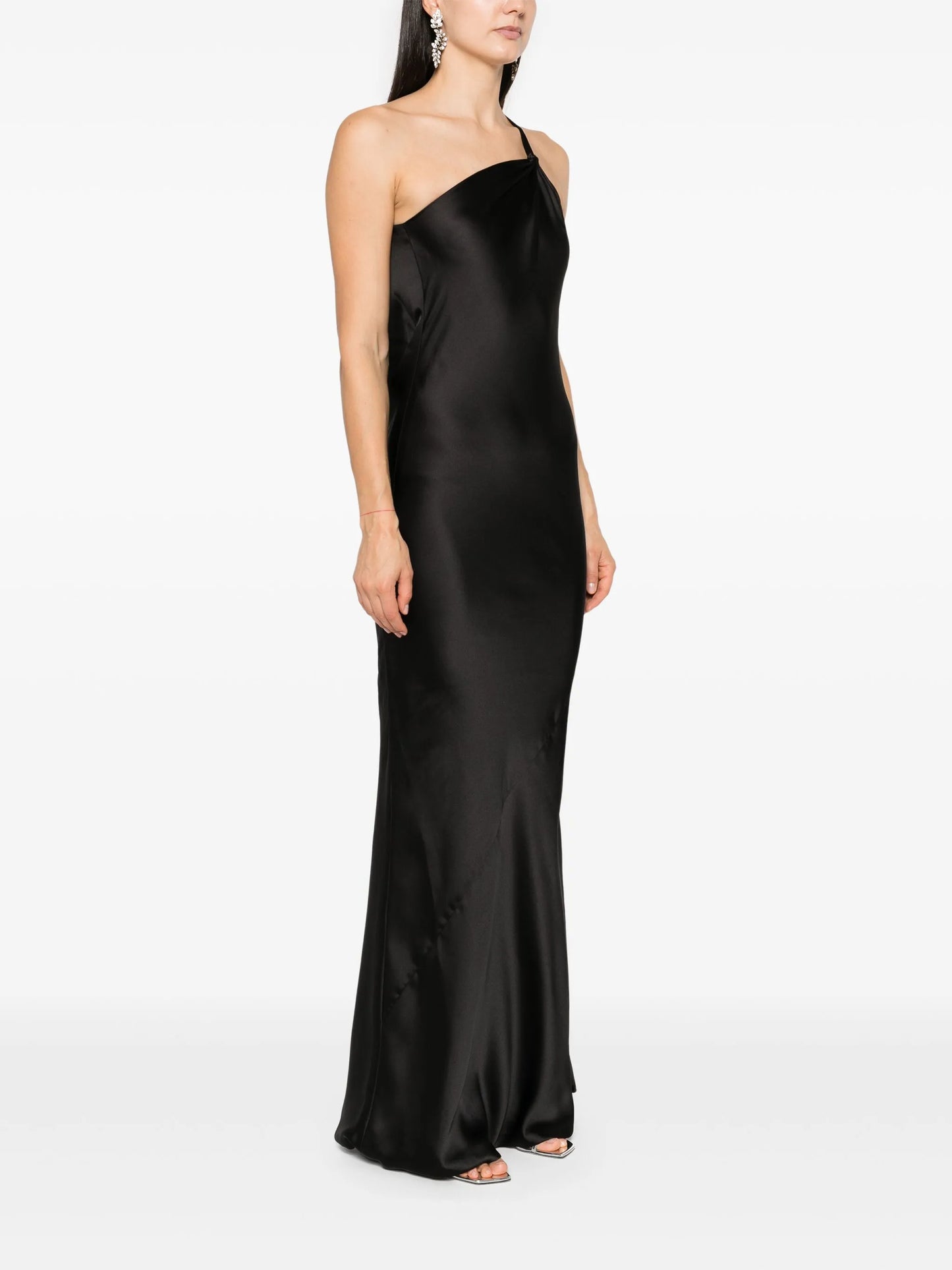 bias-cut one-shoulder gown