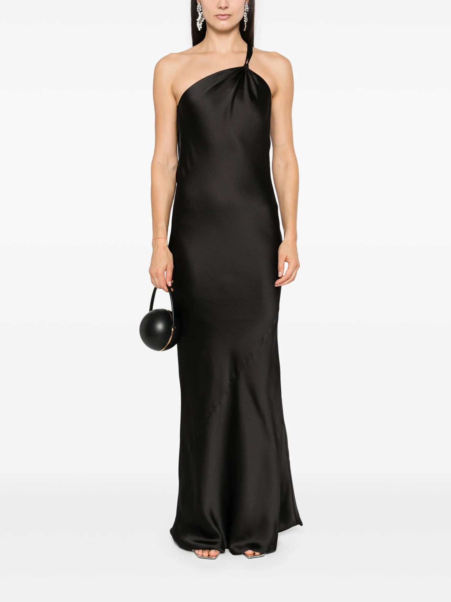 bias-cut one-shoulder gown