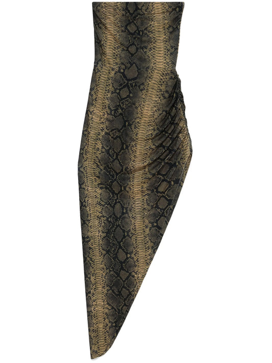 strapless side-drape gown