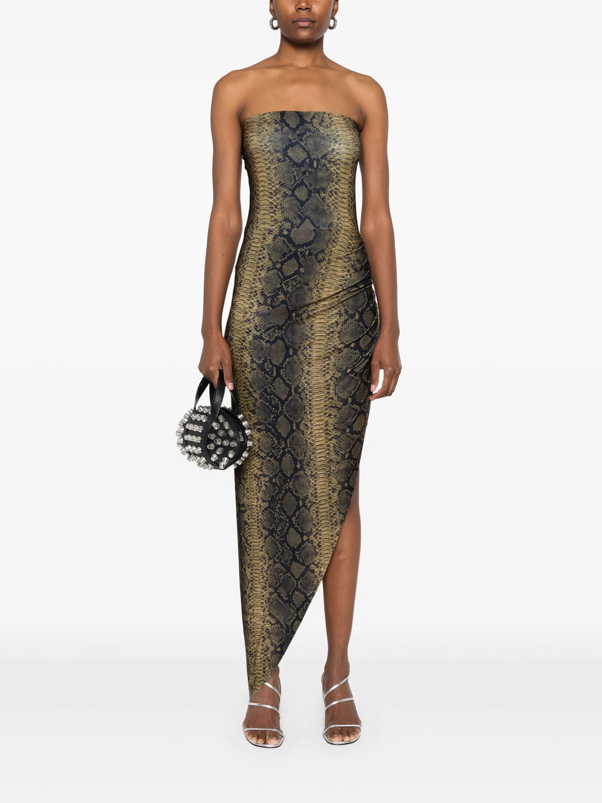 strapless side-drape gown