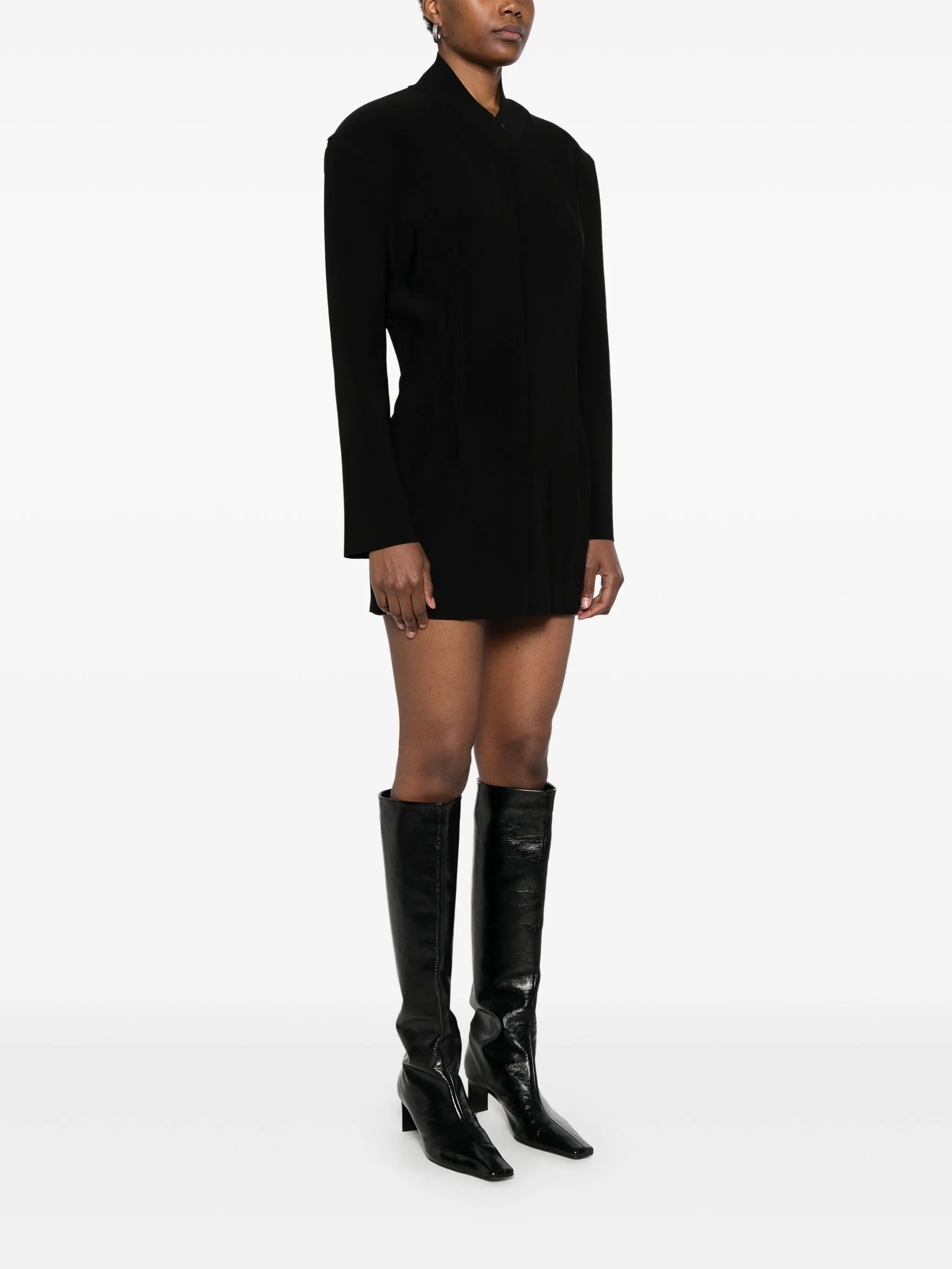 shoulder-pads zip mini dress