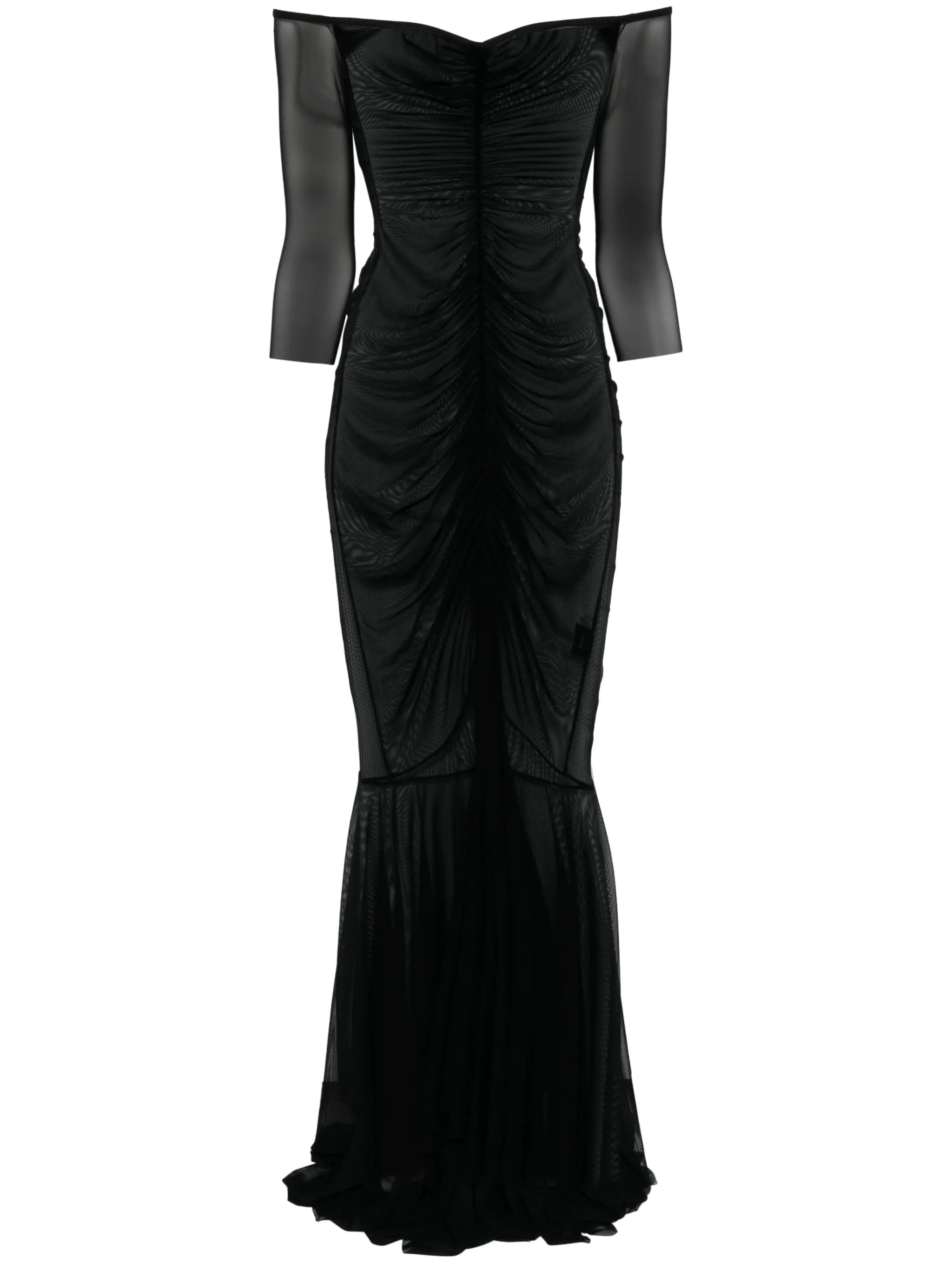off-shoulder fishtail gown