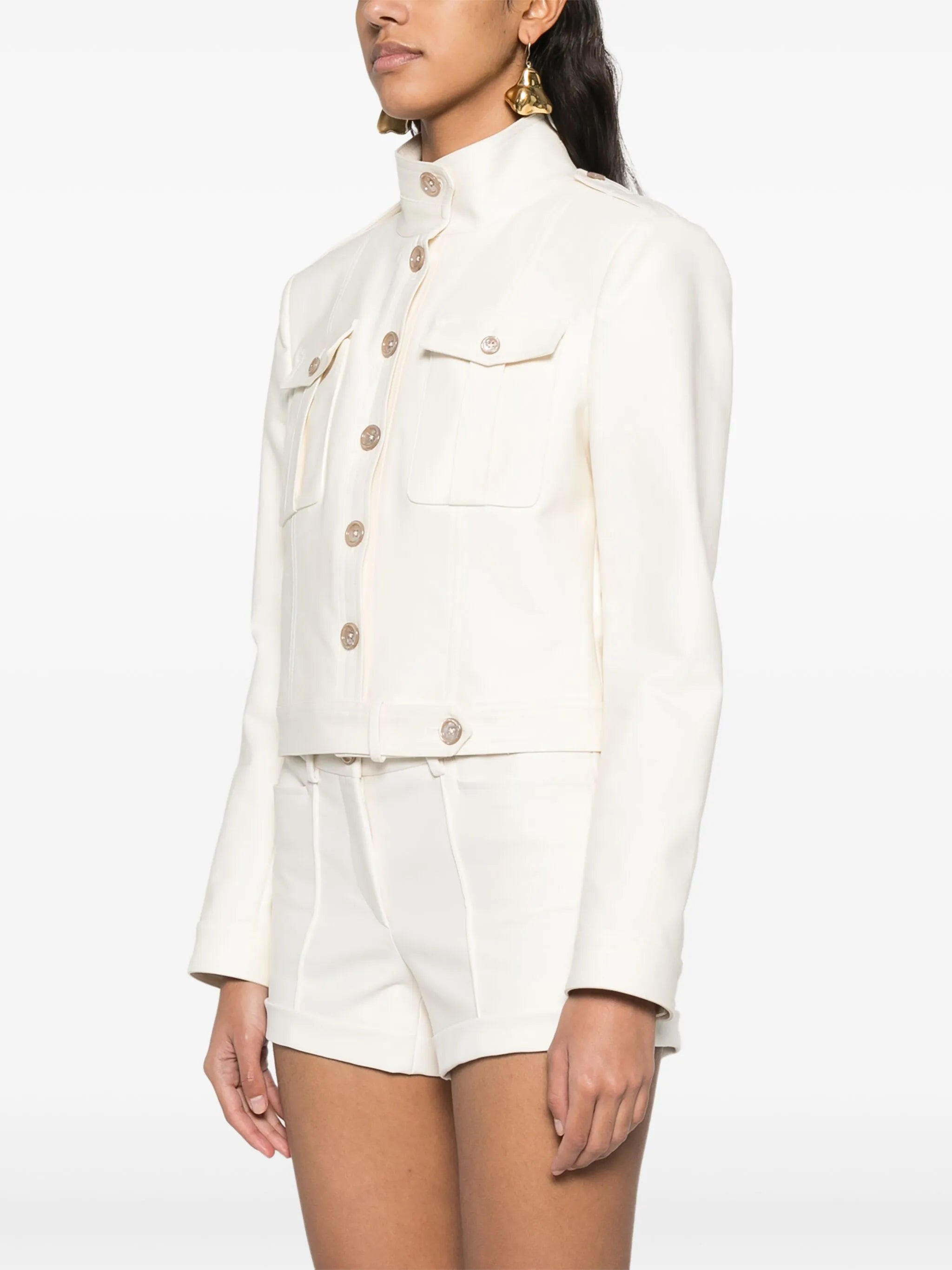 stand-up collar cropped jacket