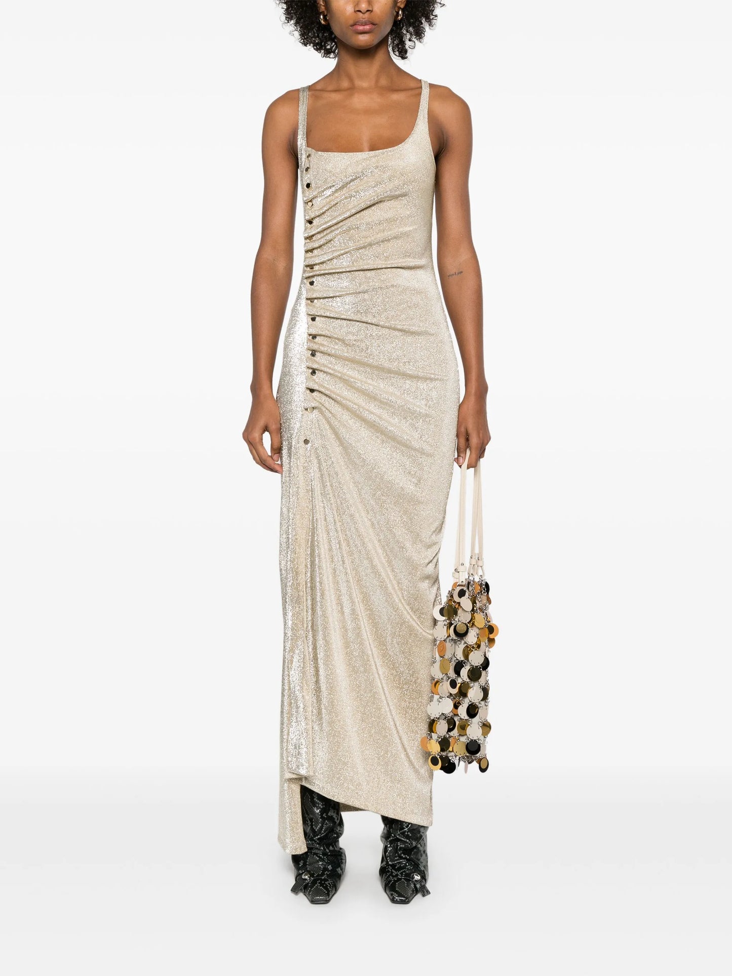 draped jersey midi dress