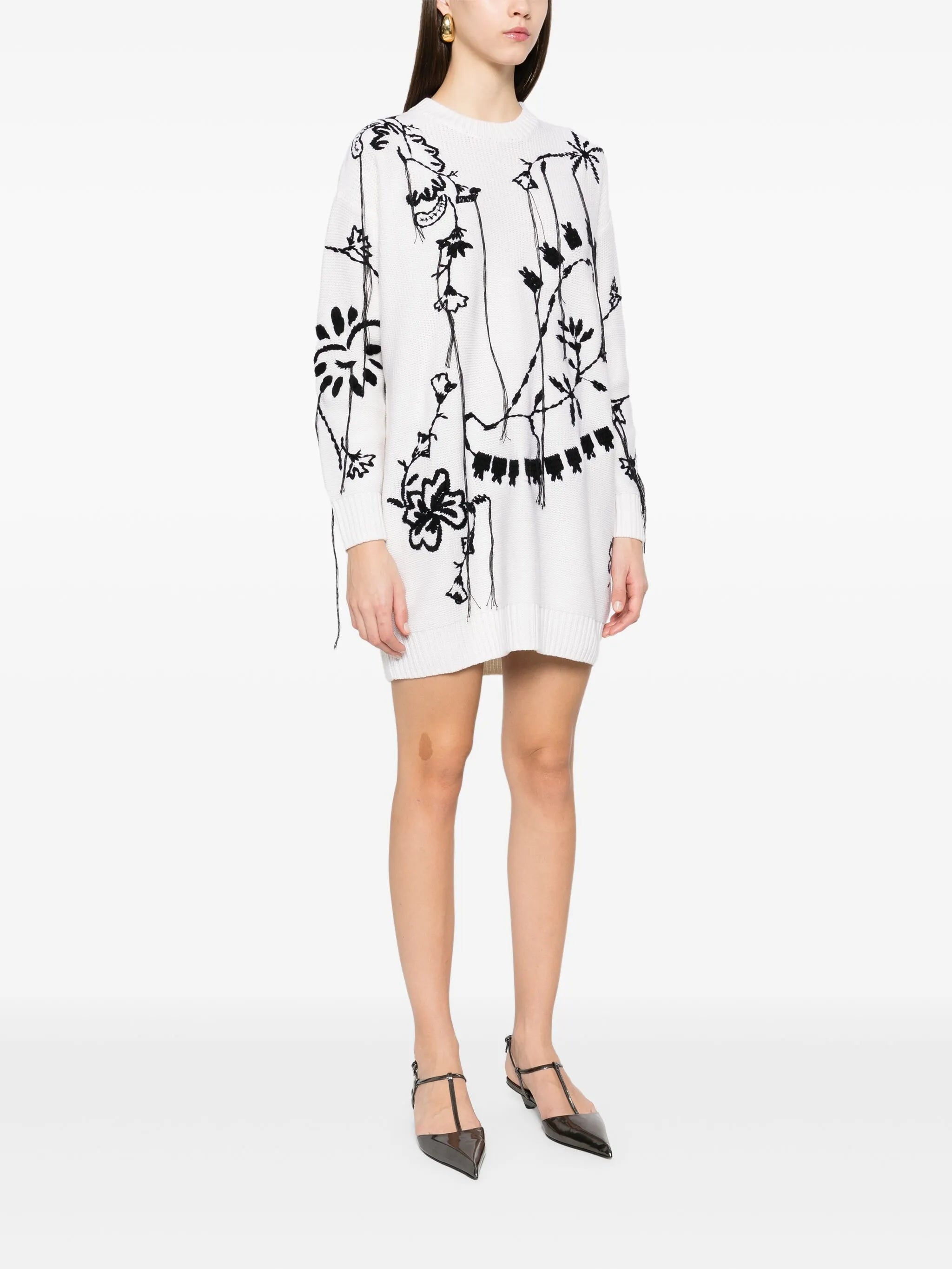 embroidered mini dress