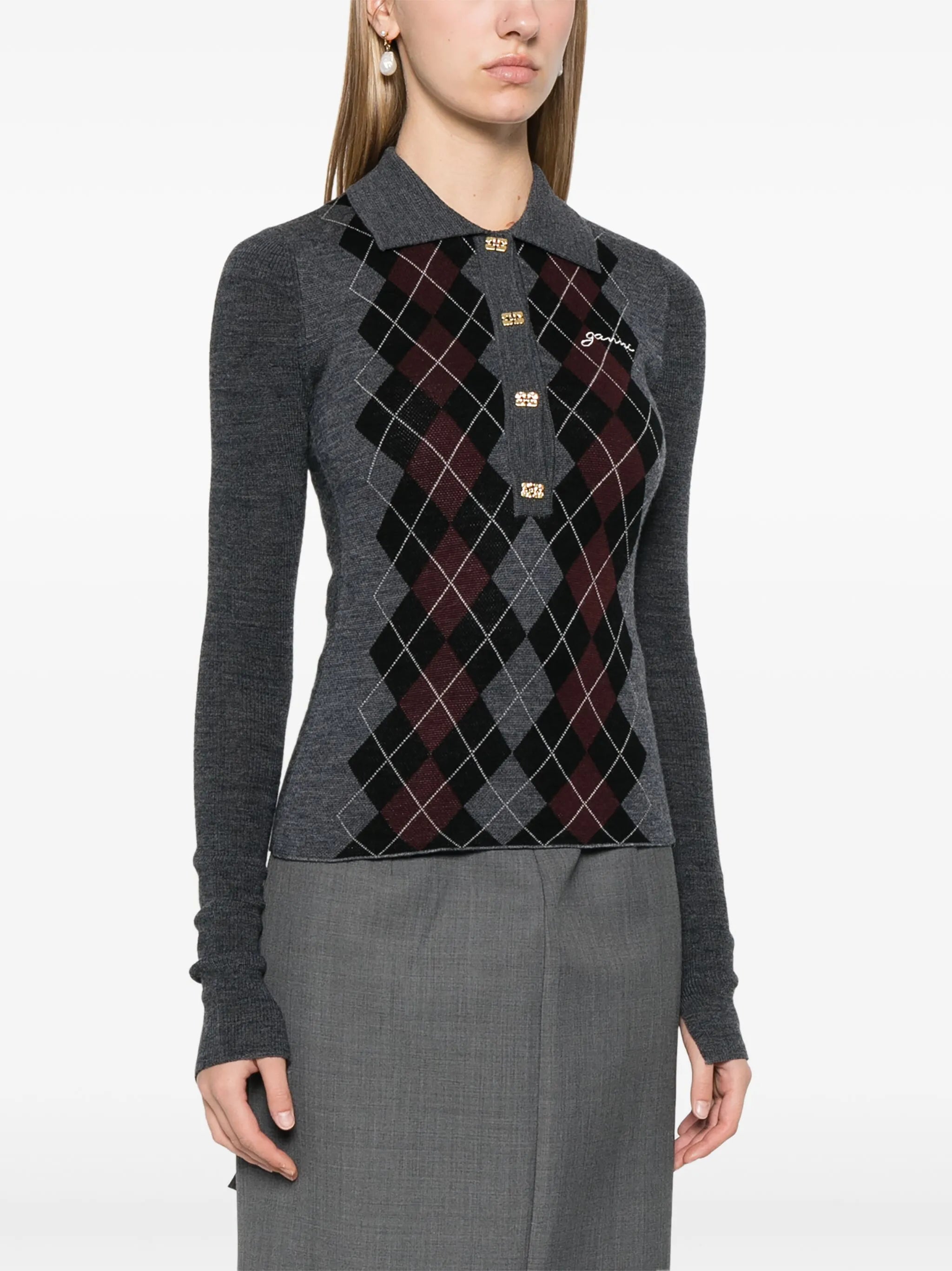 knitted polo top