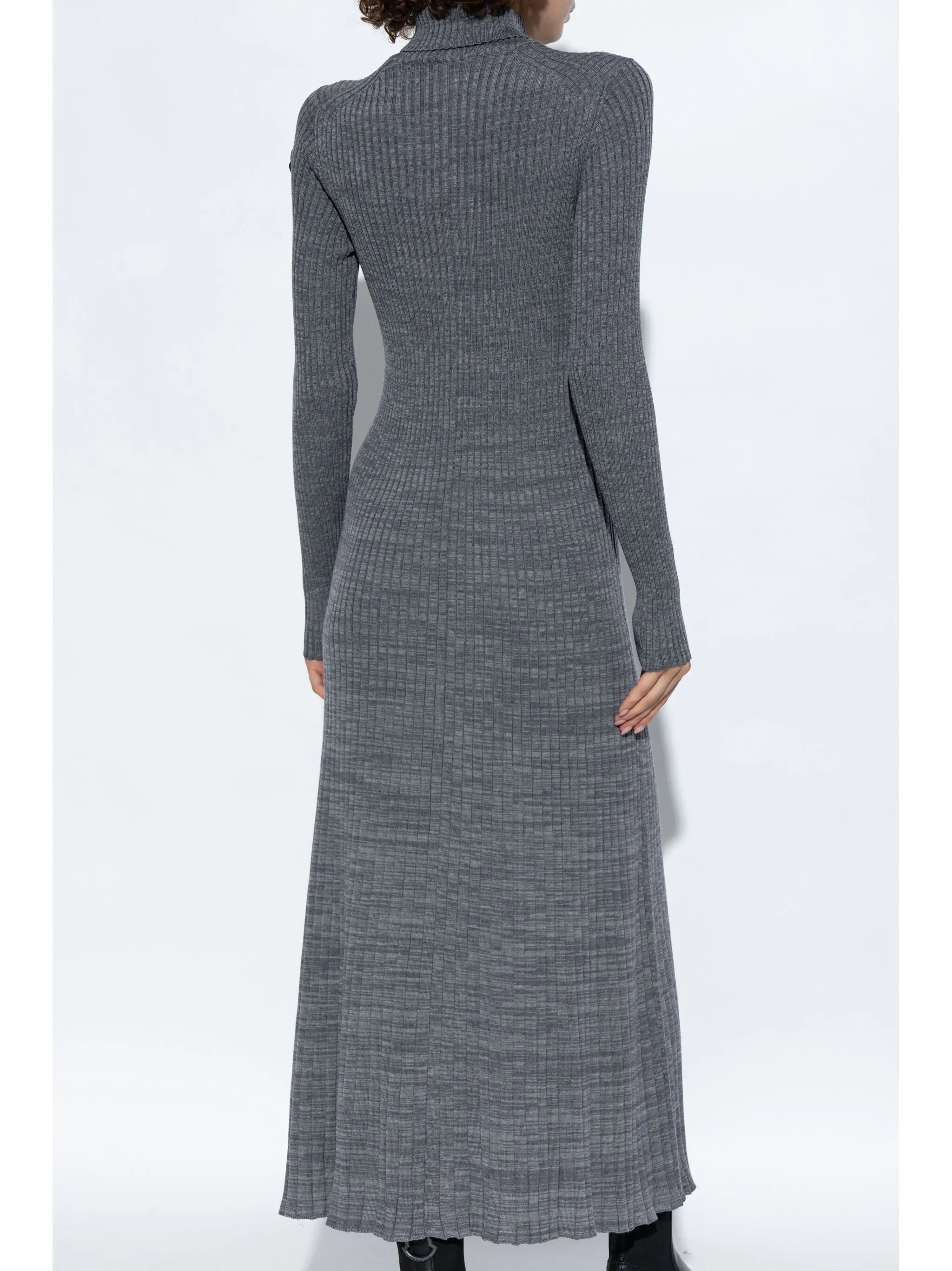 logo-patch wool maxi dress