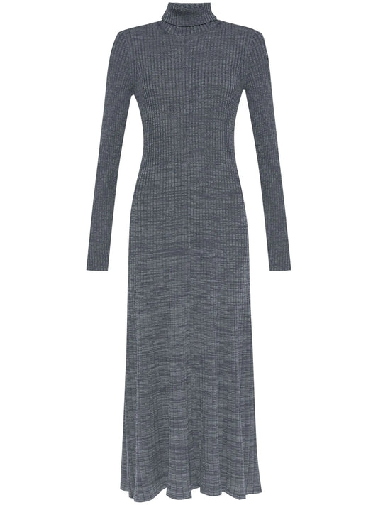 logo-patch wool maxi dress