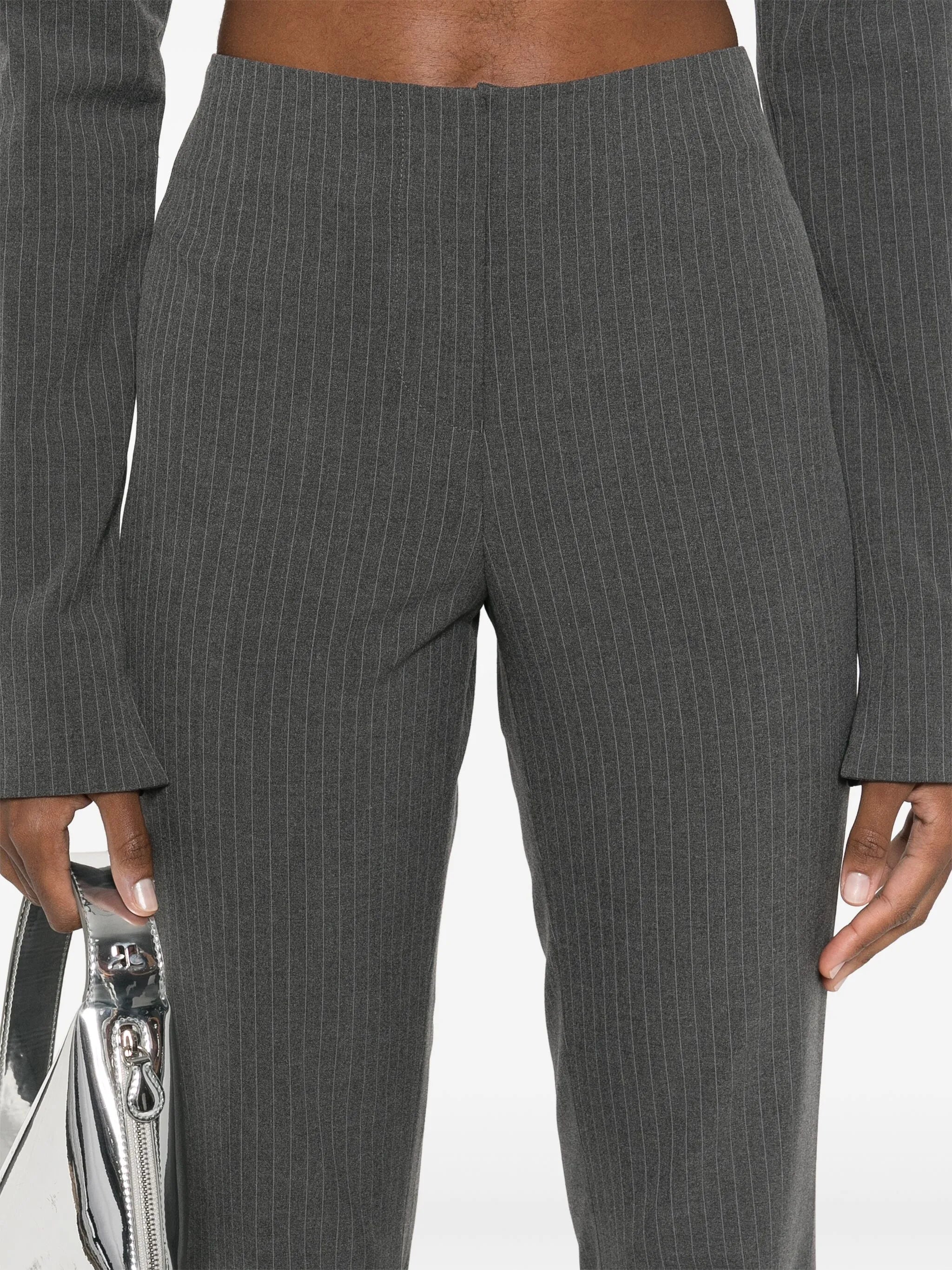 pinstriped flared trousers