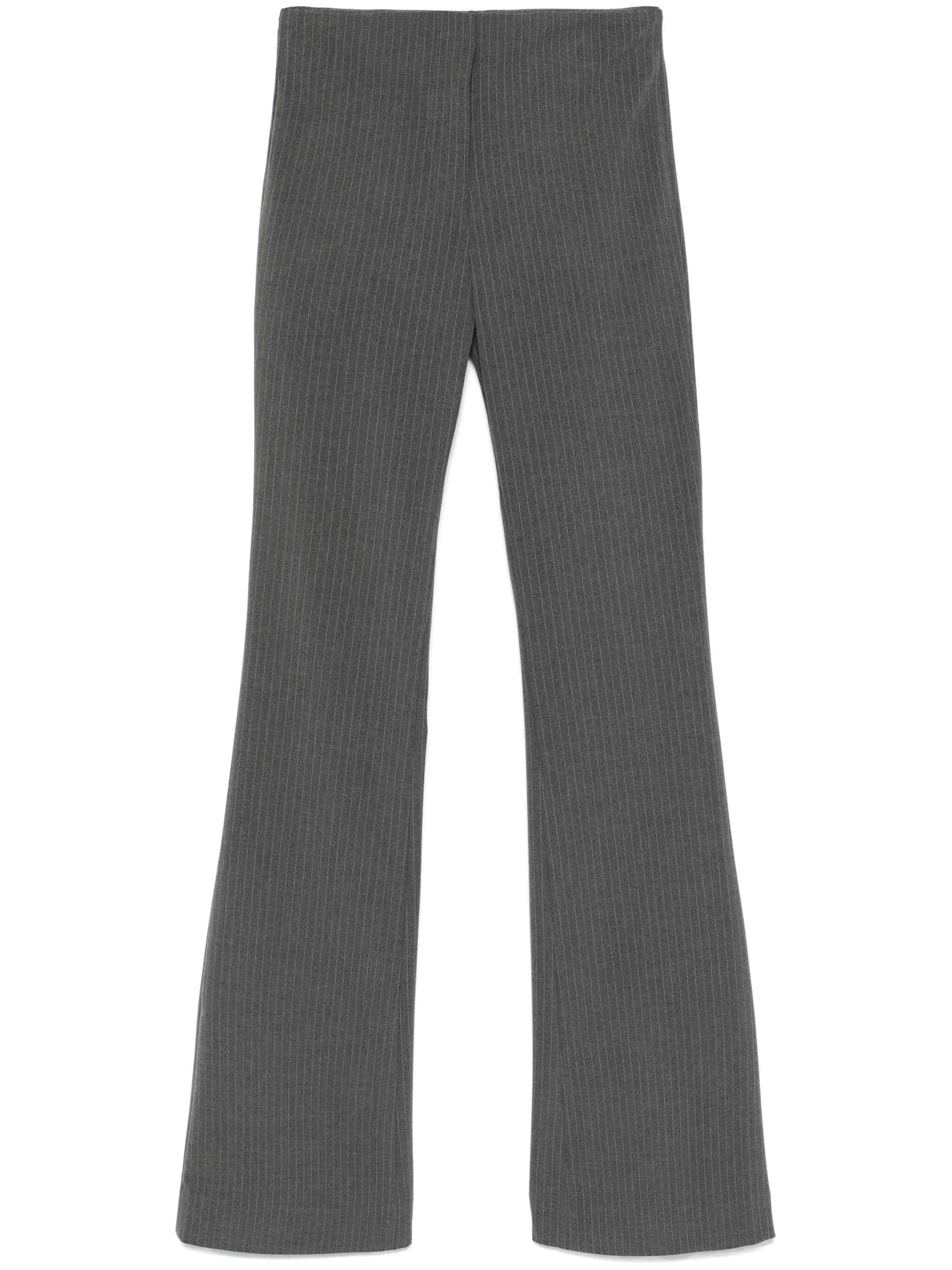 pinstriped flared trousers