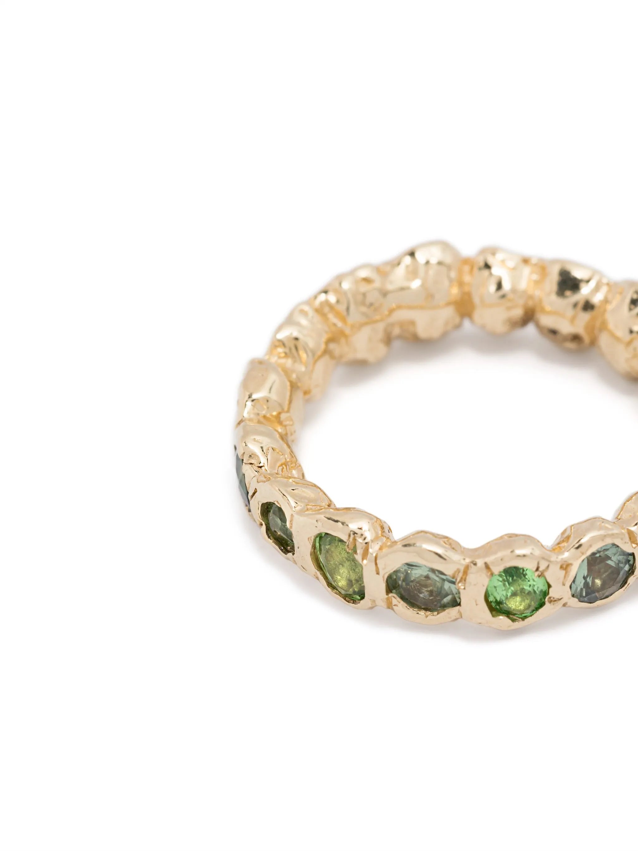 14K yellow gold Alfa Rainbow sapphire and tsavorite ring