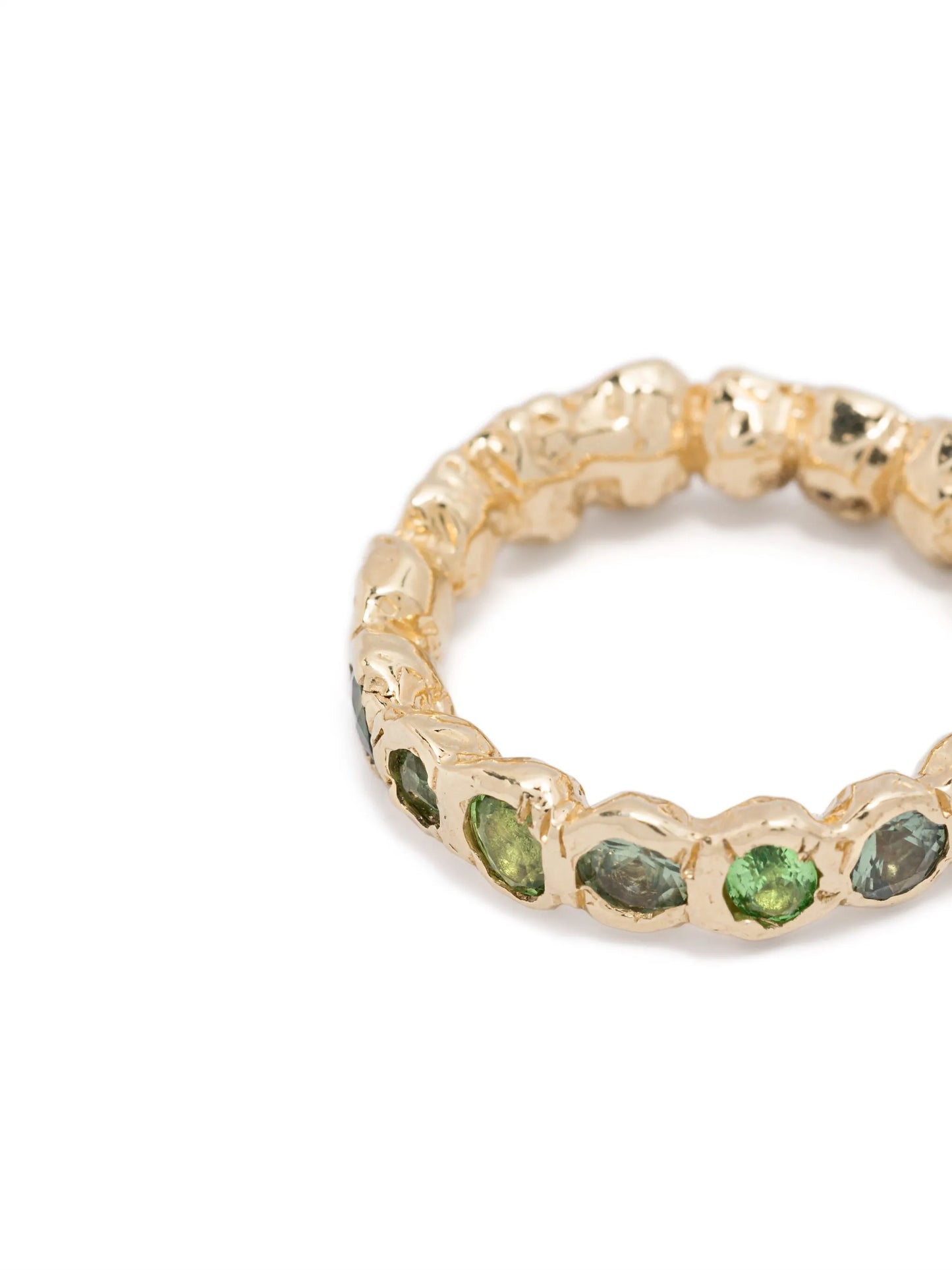 14K yellow gold Alfa Rainbow sapphire and tsavorite ring