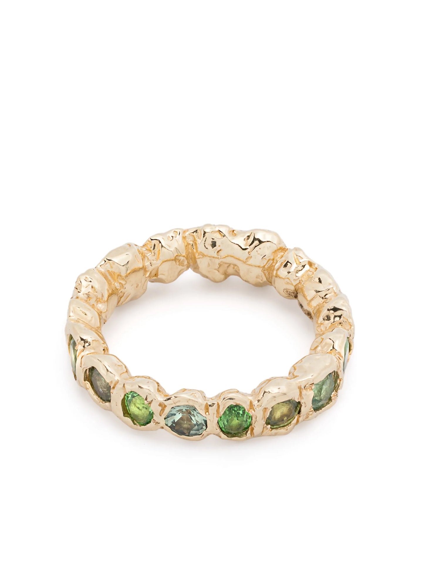 14K yellow gold Alfa Rainbow sapphire and tsavorite ring